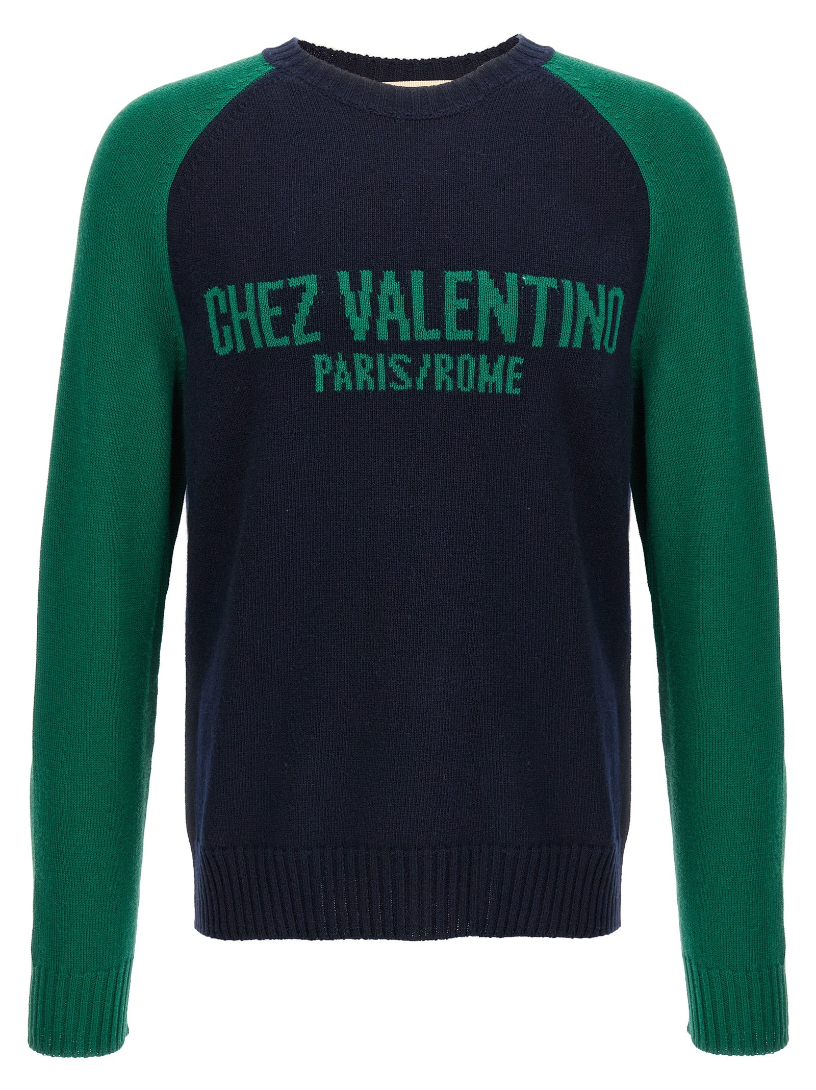 Valentino Garavani Chez Jersey Blue Virgin Wool Sweater, Cardigans