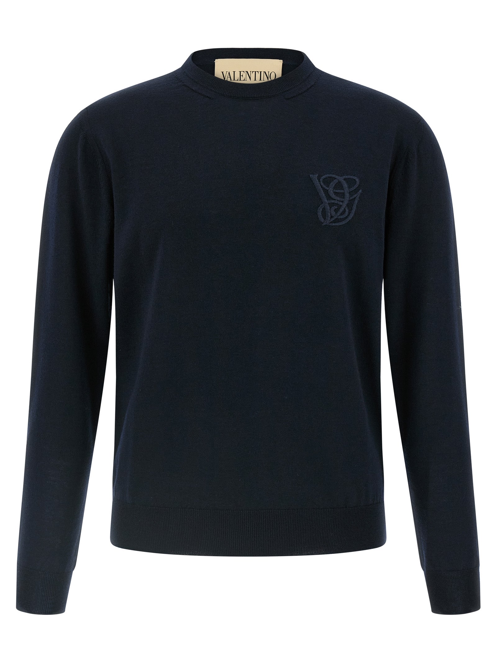 Valentino Garavani logo embroidery sweater Blue Virgin Wool Sweater, Cardigans