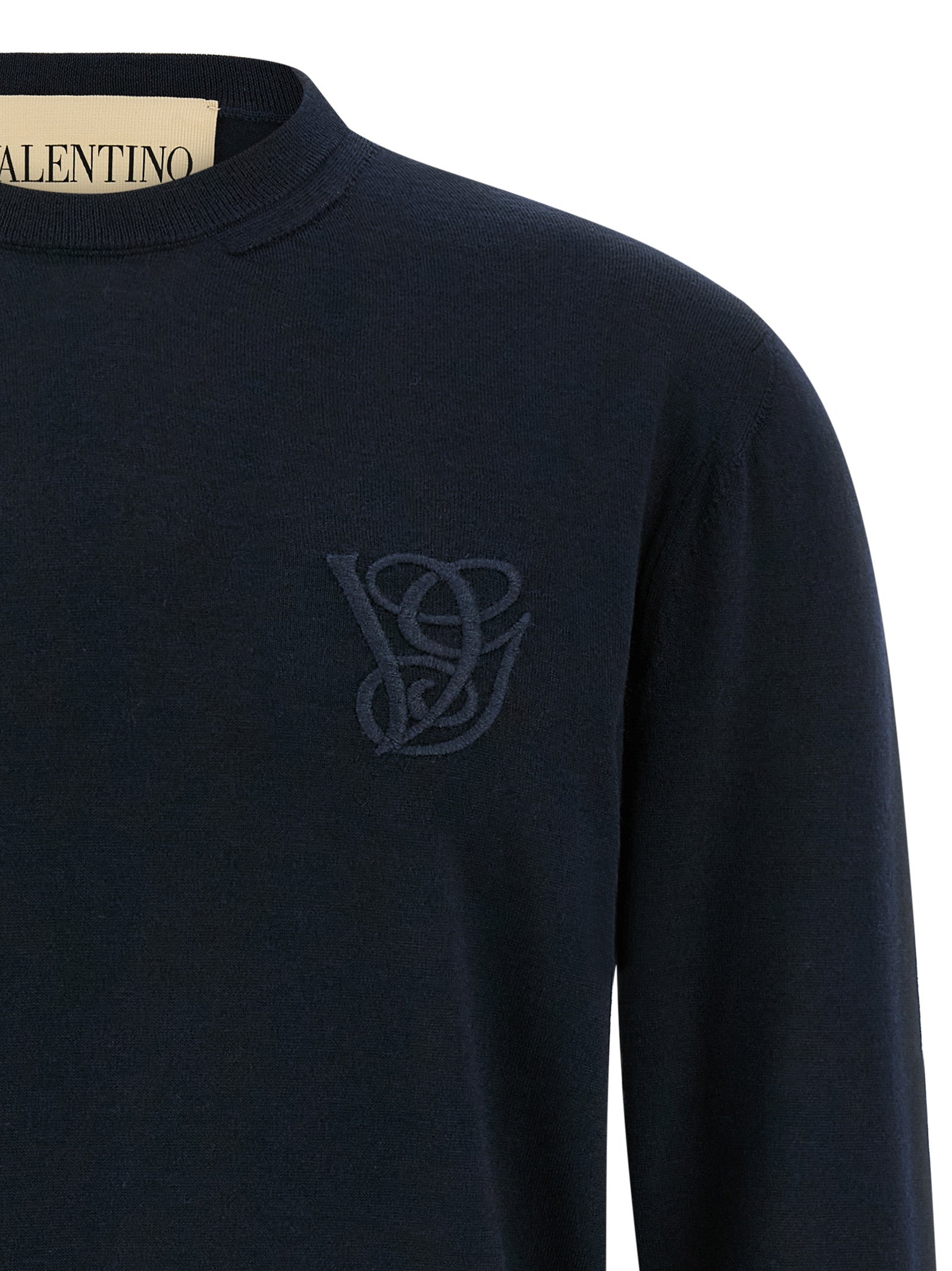 Valentino Garavani logo embroidery sweater Blue Virgin Wool Sweater, Cardigans