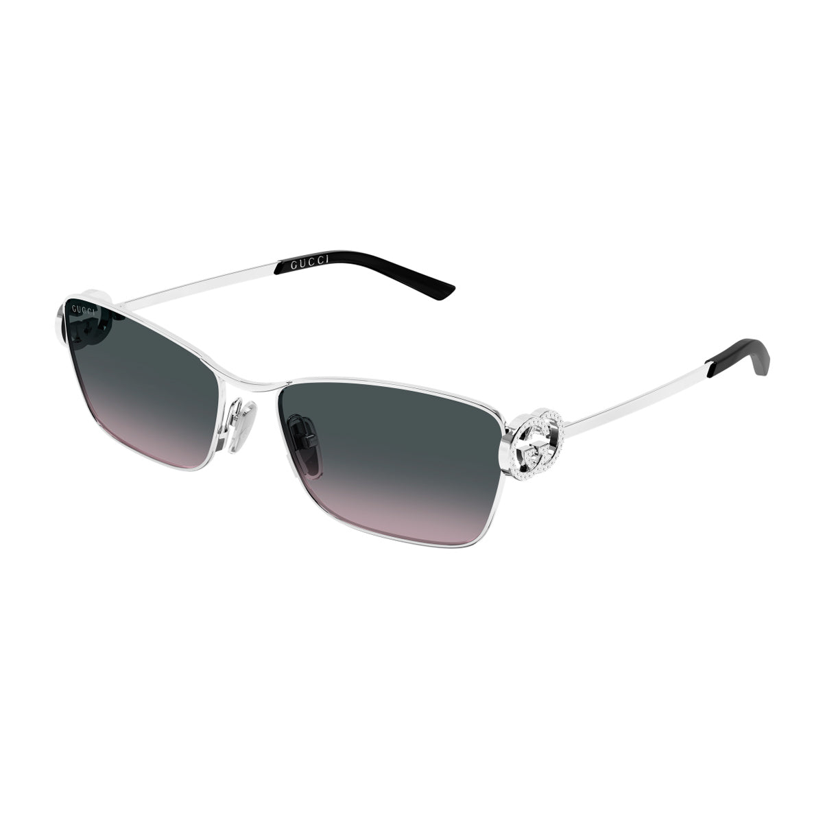 Gucci GG2045S Linea Emblem 002 Silver Grey Argento Metal Occhiali Da Sole
