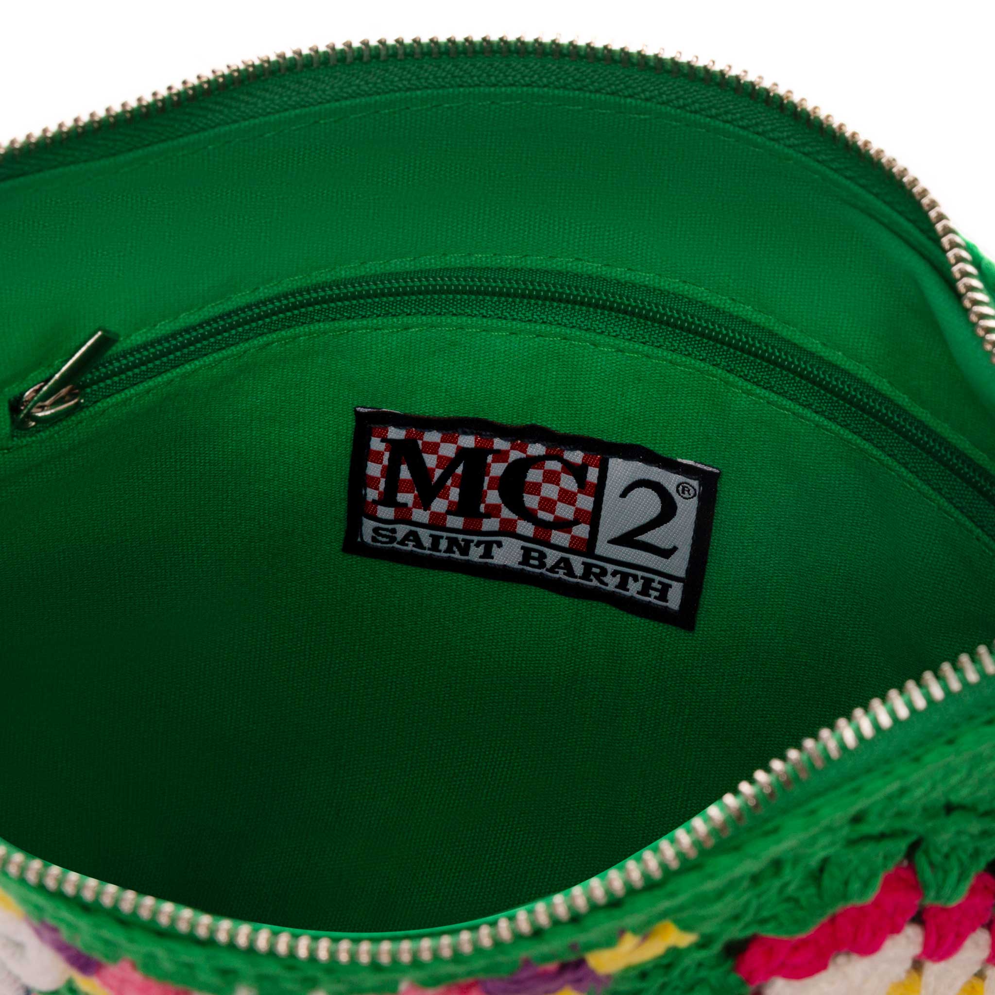 Parisienne Green Crochet Pouch Bag With Saint Barth Pochette