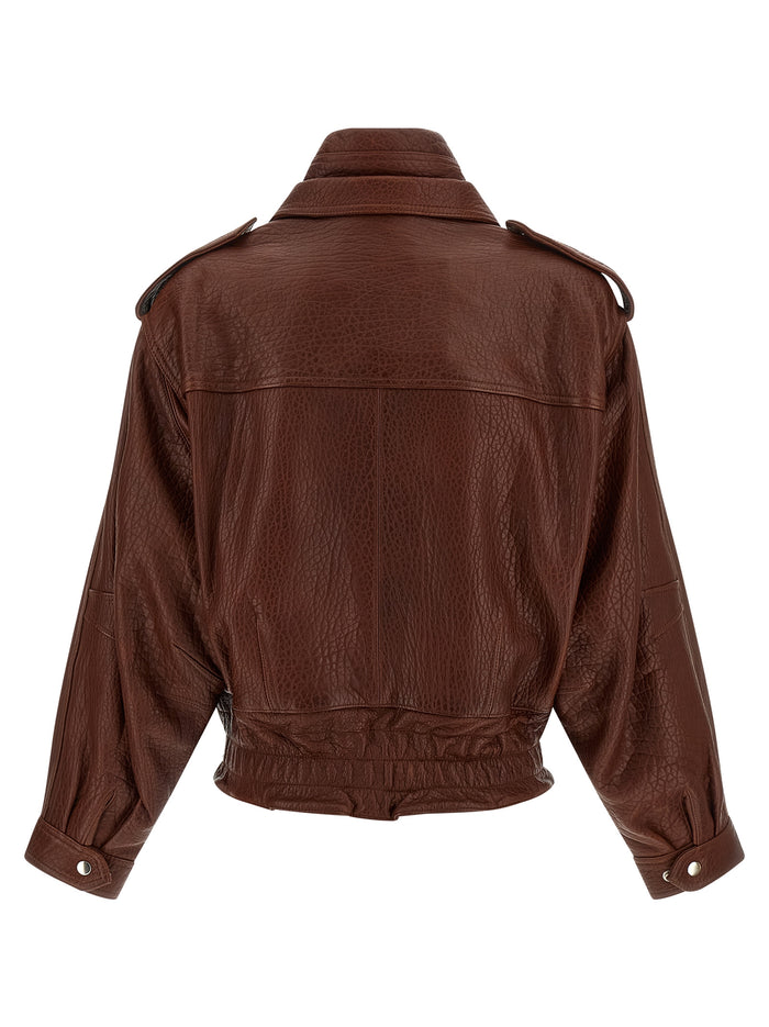 Aneli Jacket Brown Lamb Leather (ovis Aries) Down Jacket, Parka, Casual