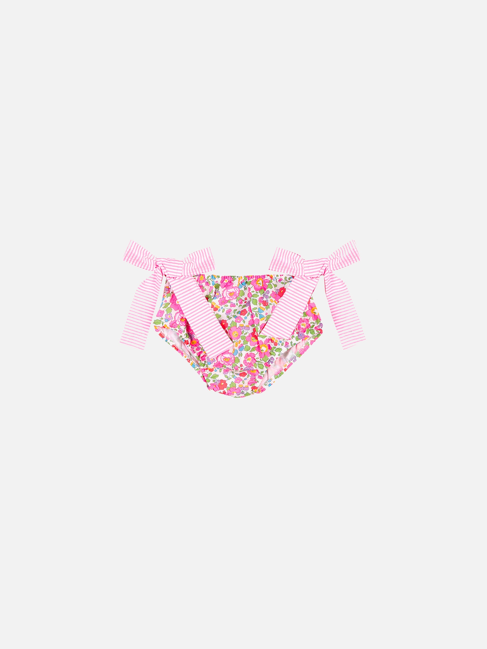 Baby Girl Swim Briefs With Flower Print Pink Bottom