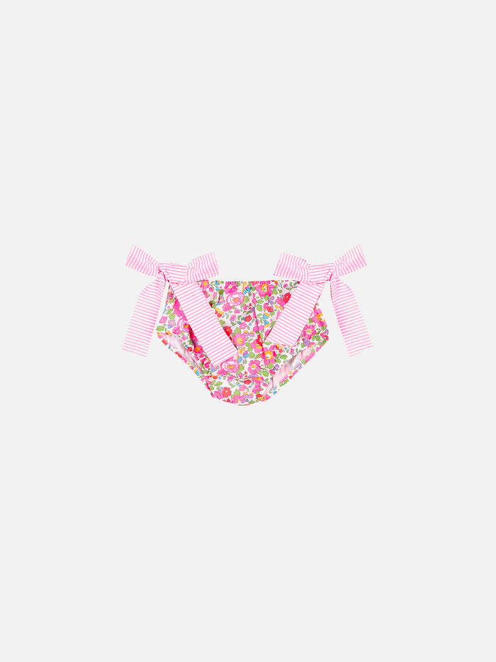 Baby Girl Swim Briefs With Flower Print Pink Bottom