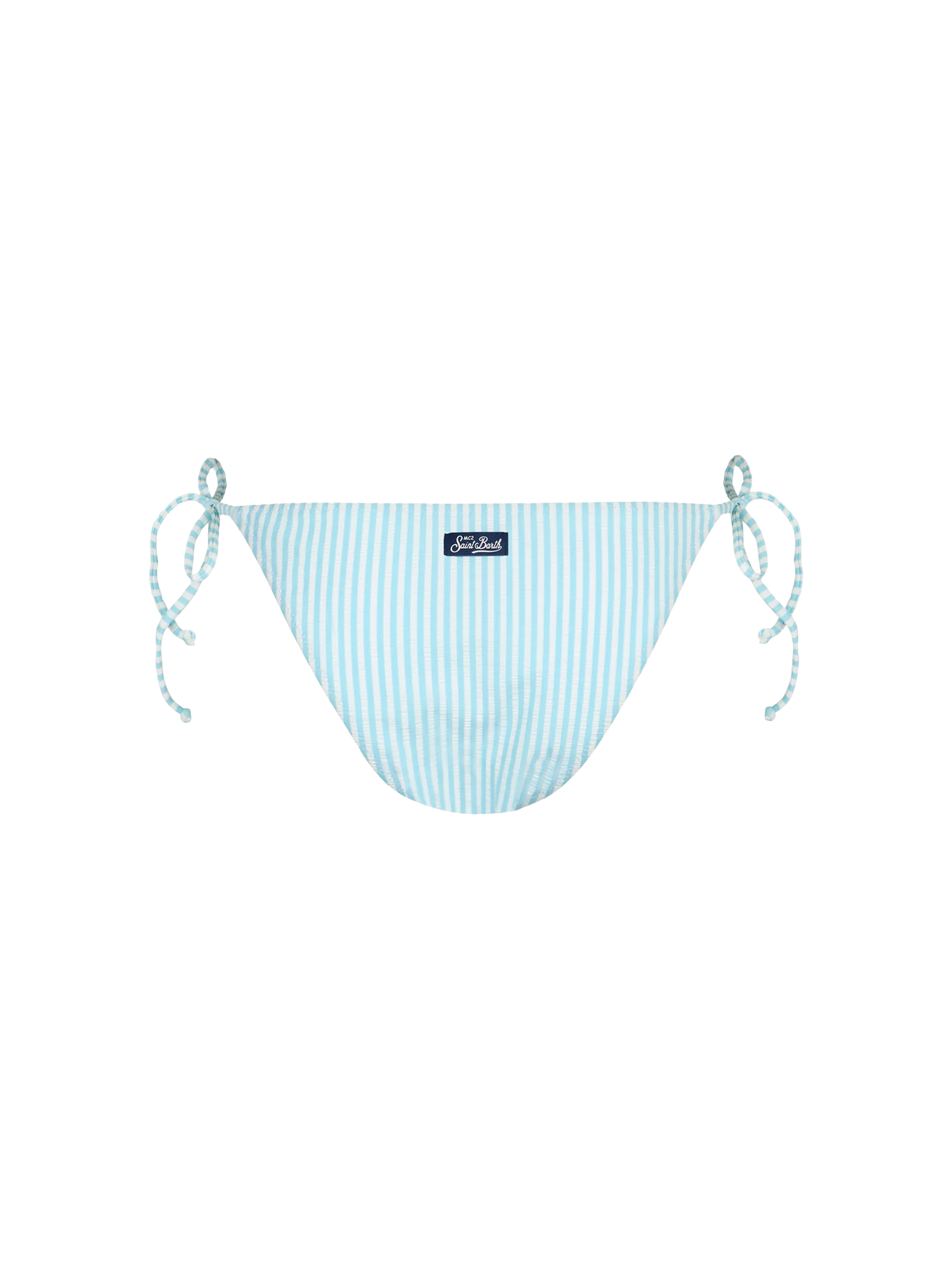 Virgo Seersucker Striped Classic Swim Briefs Sky Bottom