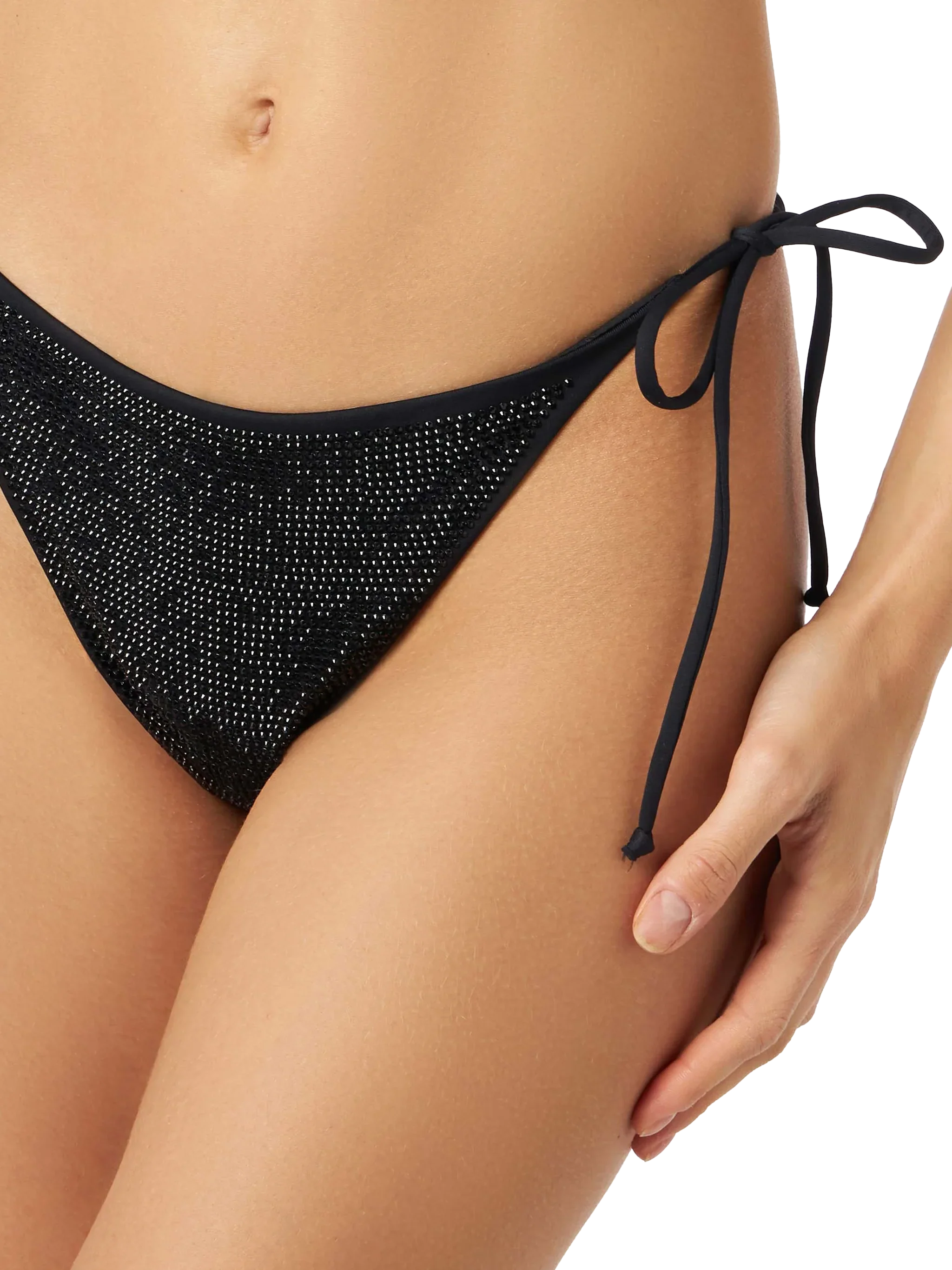 Virgo Black Bikini Briefs With Rhinestones Bottom