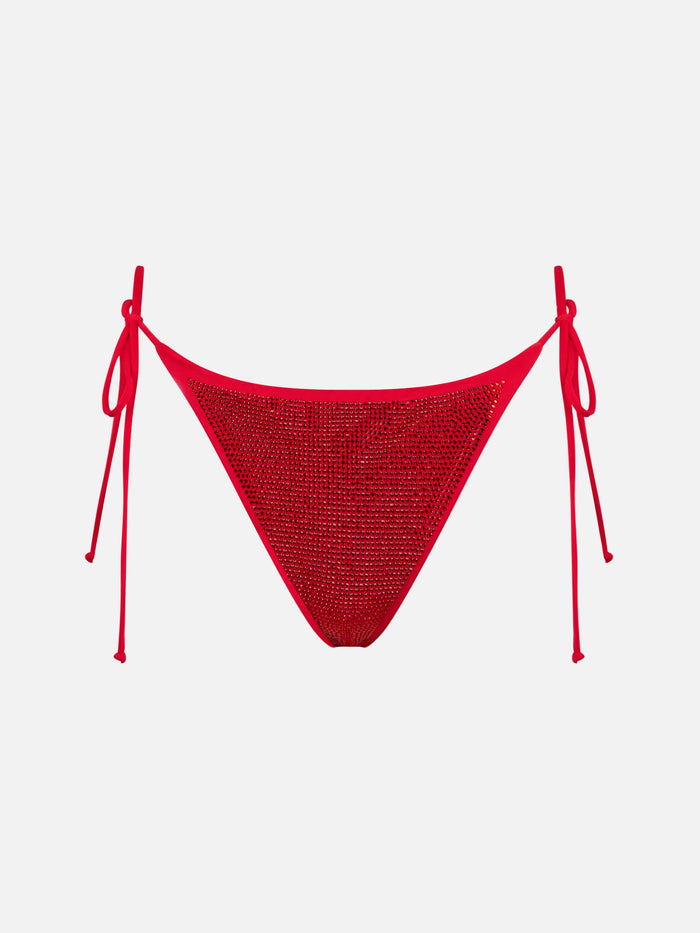 Virgo Red Rhinestone Swim Briefs Pink Bottom