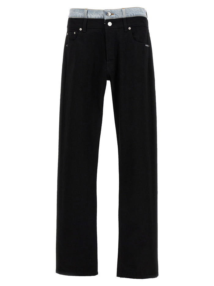 Double waist jeans Black Cotton