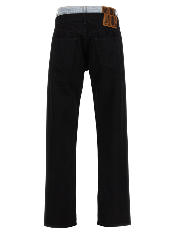 Double waist jeans Black Cotton