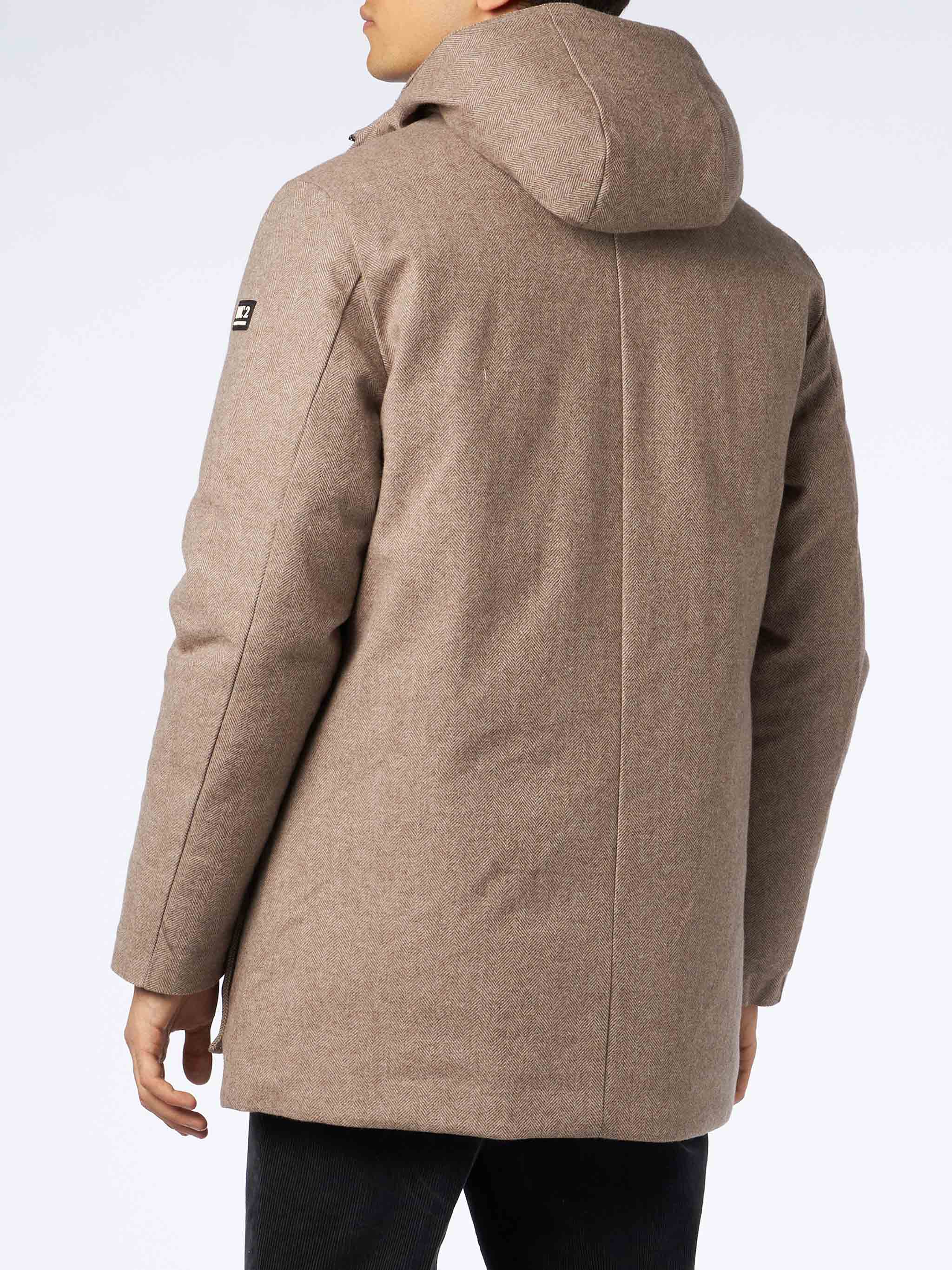 Man Hooded Parka Voyager With Herringbone Print __single__ Jacket