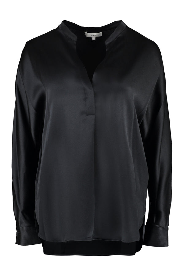 Silk Blouse With Buttoned Cuffs Black Blouses