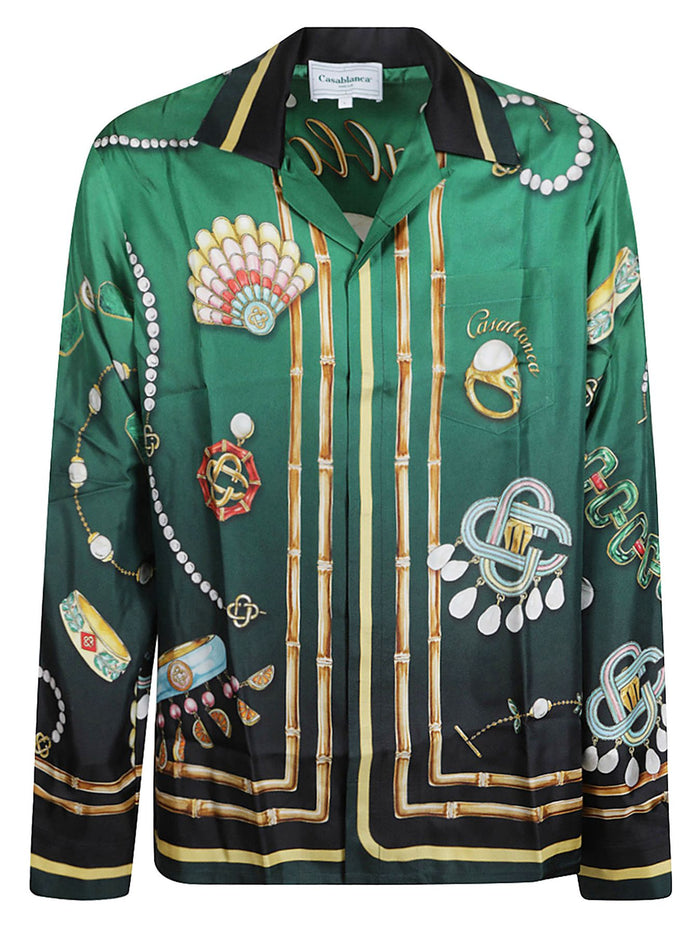 U-MPS24-SH-006-01 Verde Silk. made In Italy. Camicia