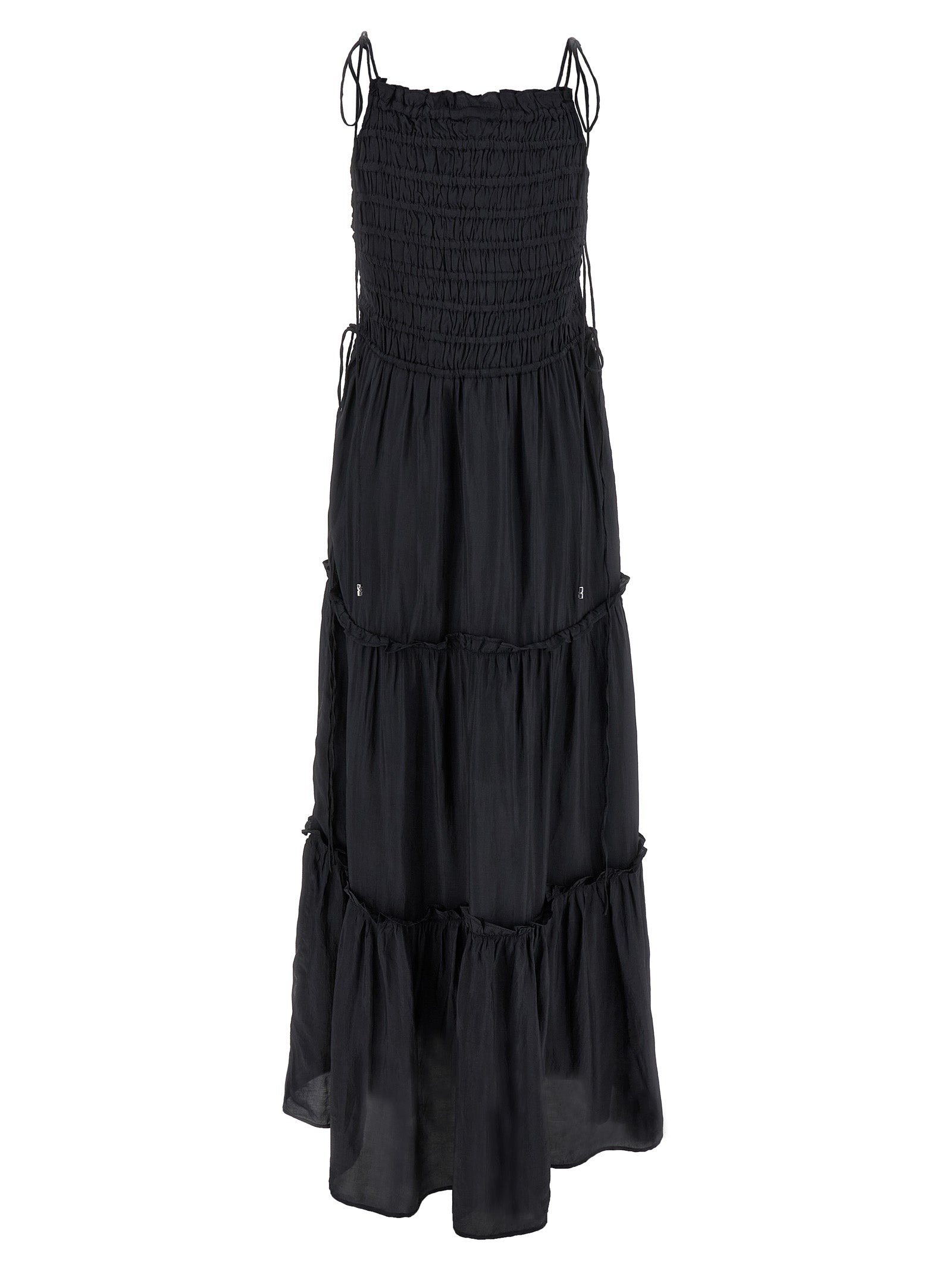 Black Smock Tie dress Gray Viscose