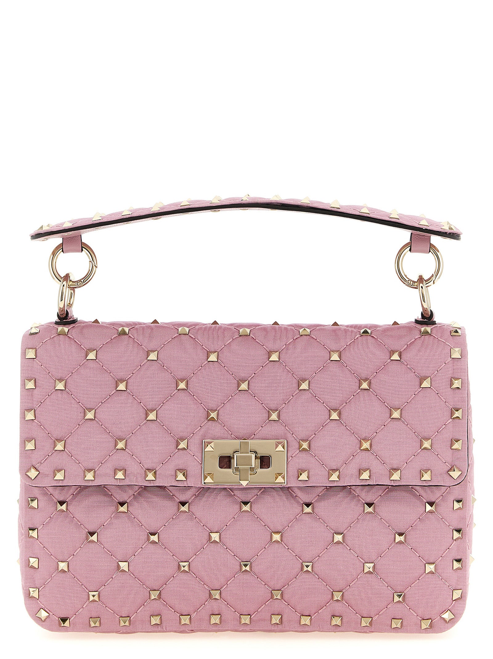 Valentino Garavani Rockstud Spike Shoulder Bag Pink Viscose