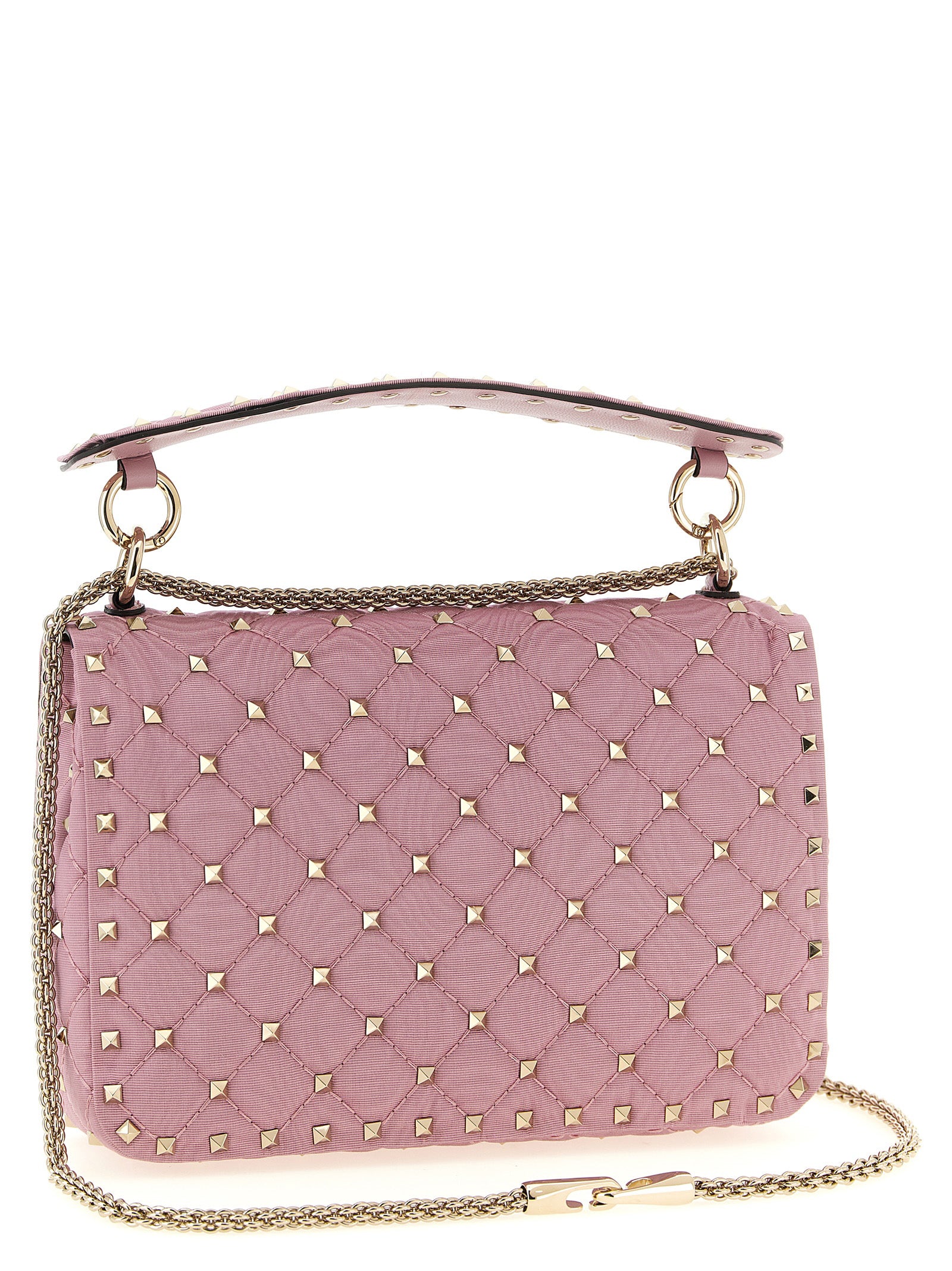 Valentino Garavani Rockstud Spike Shoulder Bag Pink Viscose