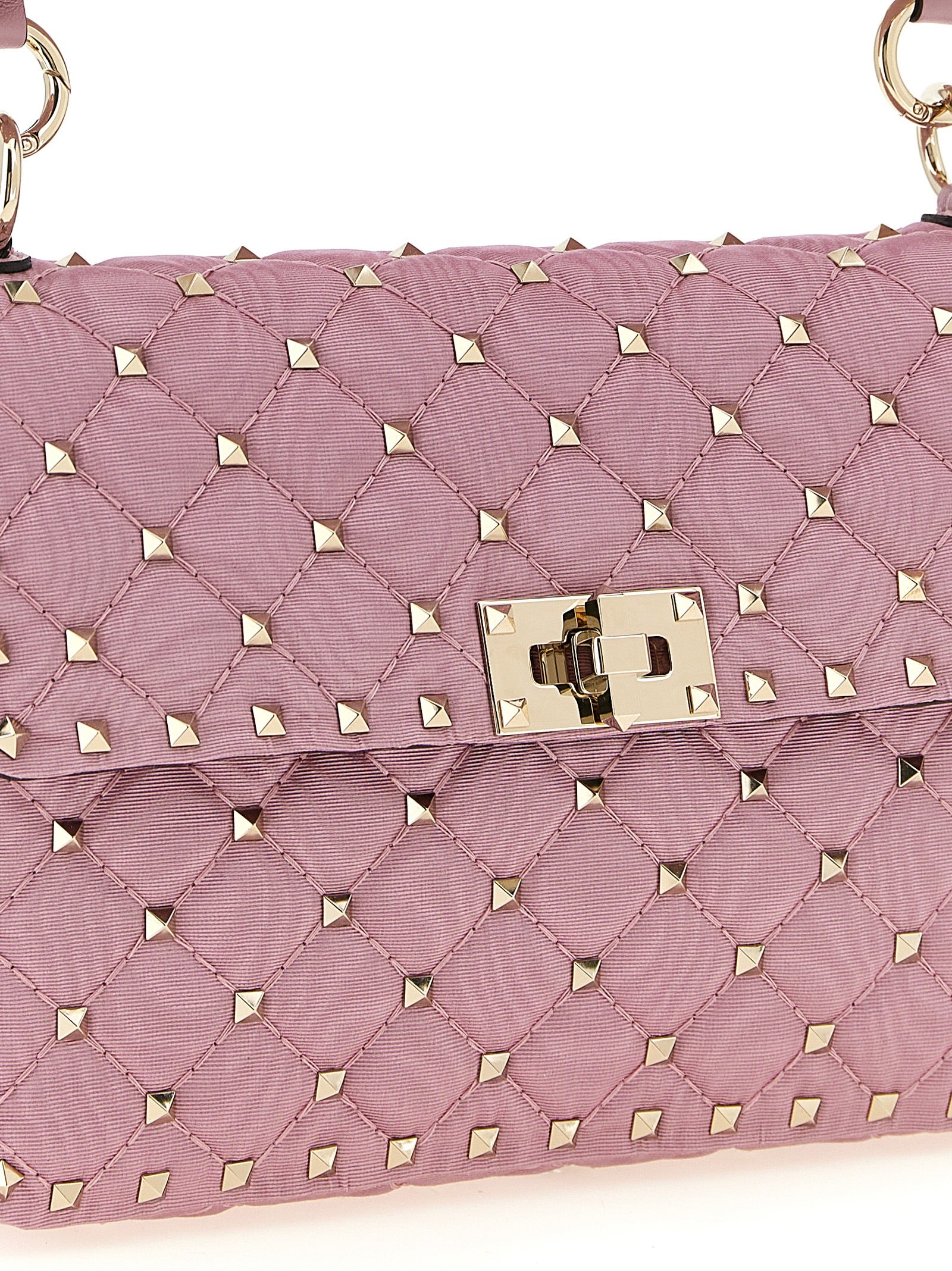 Valentino Garavani Rockstud Spike Shoulder Bag Pink Viscose
