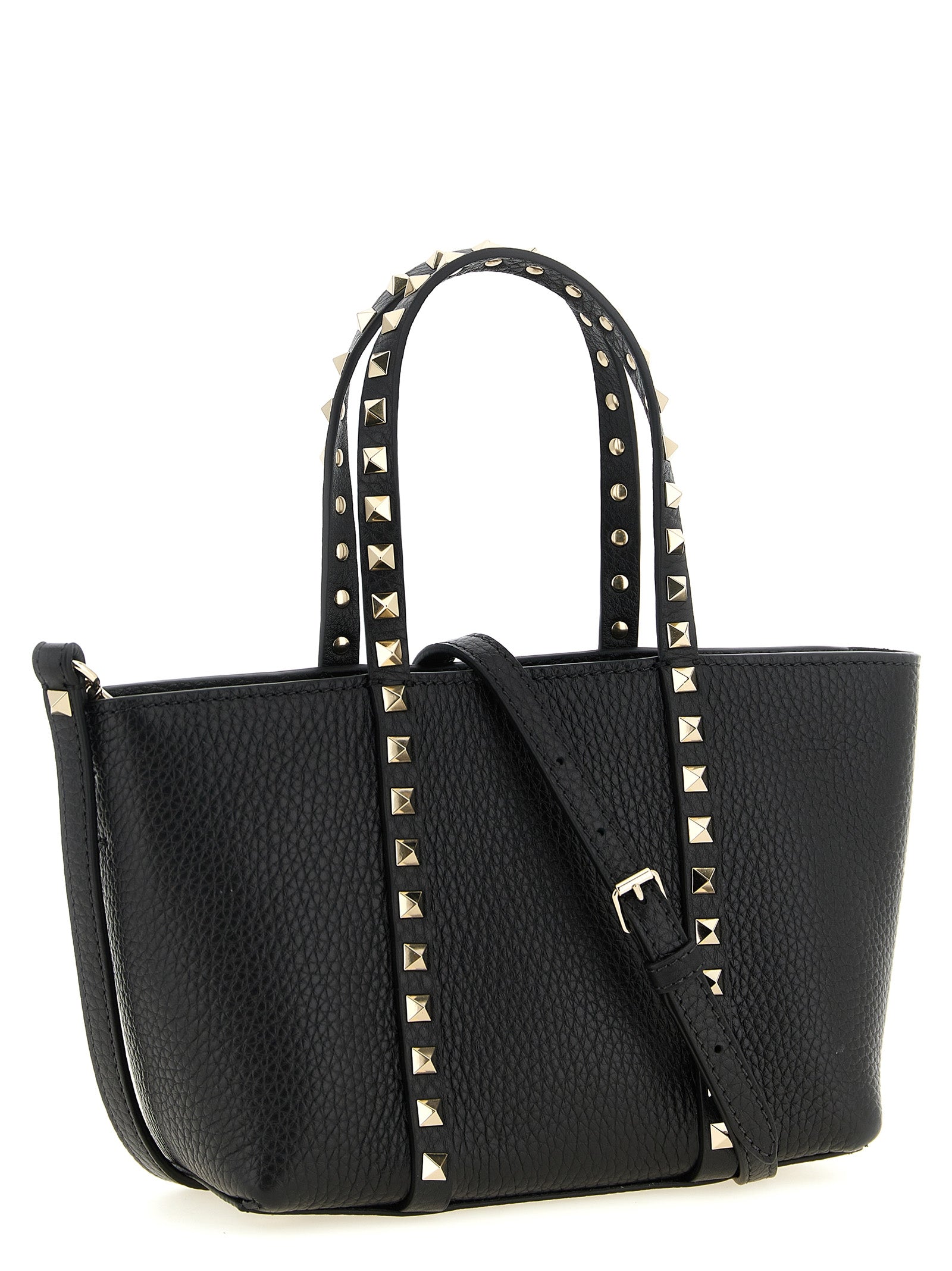 Valentino Garavani Rockstud mini shopping bag Black Calfskin Leather (bos Taurus) Tote
