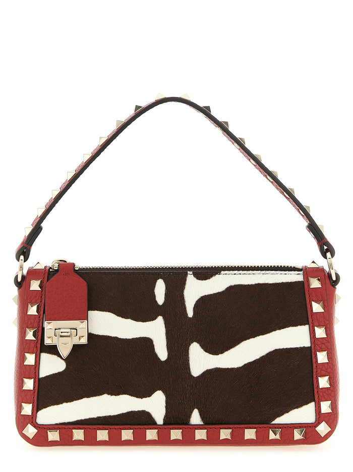 Valentinogaravani Rockstud Small Shoulder Bag Red Calfskin Leather (bos Taurus)