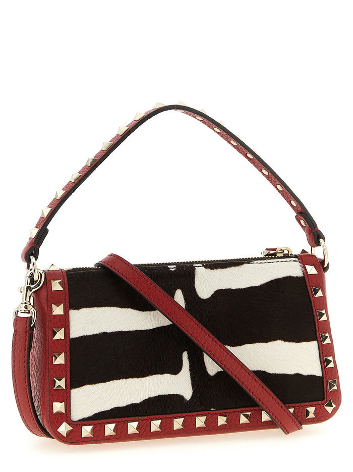 Valentinogaravani Rockstud Small Shoulder Bag Red Calfskin Leather (bos Taurus)