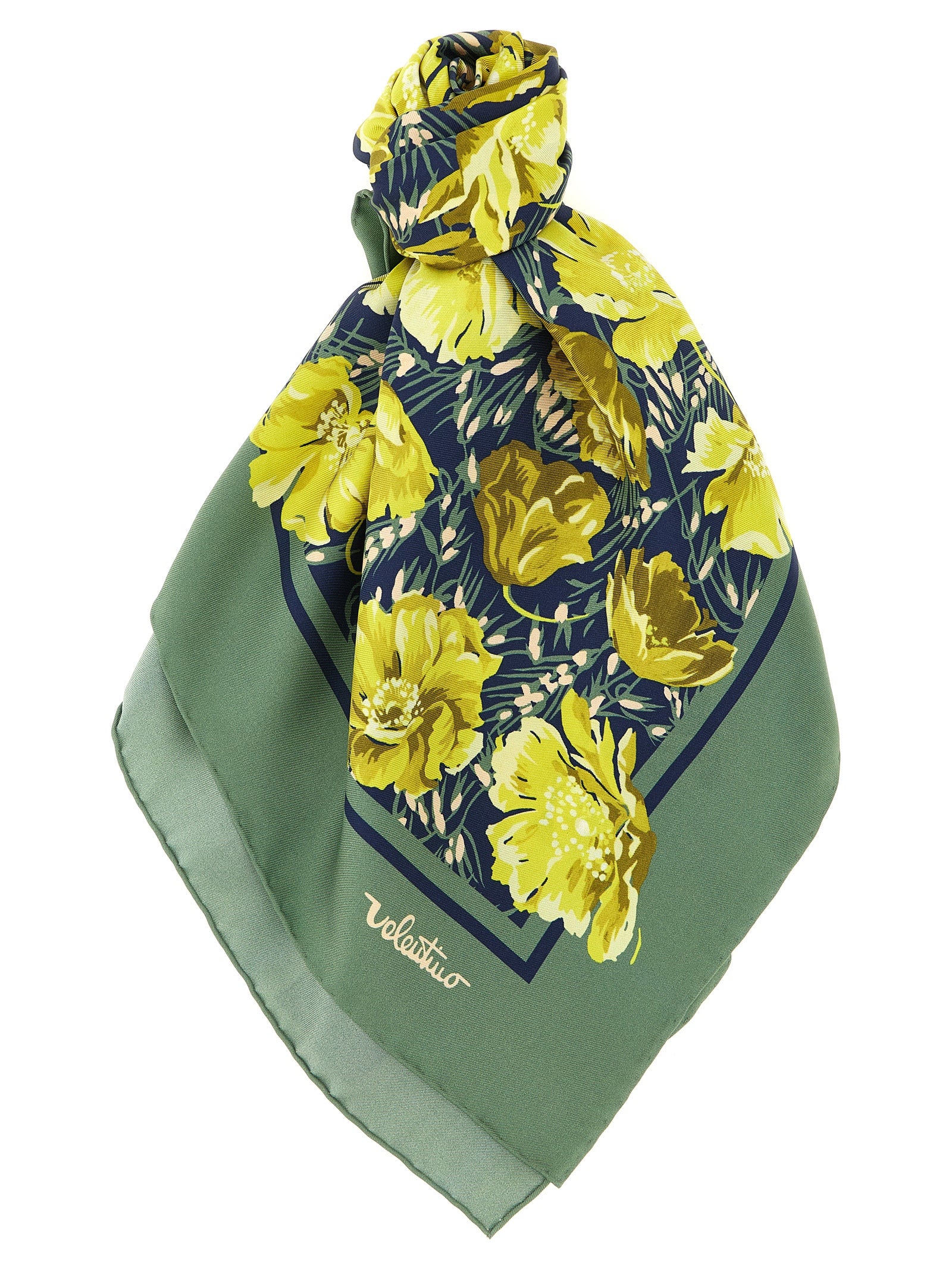 Valentino Garavani Après Lhiver-Poppies Scarf Green Silk Scarves, Foulards