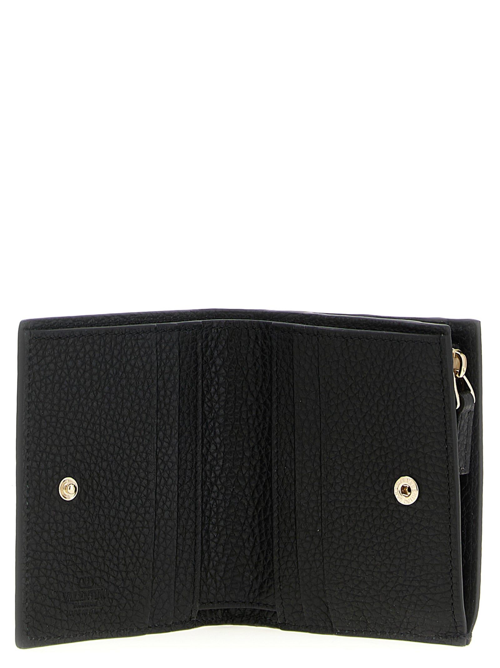 Valentino Garavani Rockstud Wallet Black Calfskin Leather (bos Taurus) Wallets, Card Holders