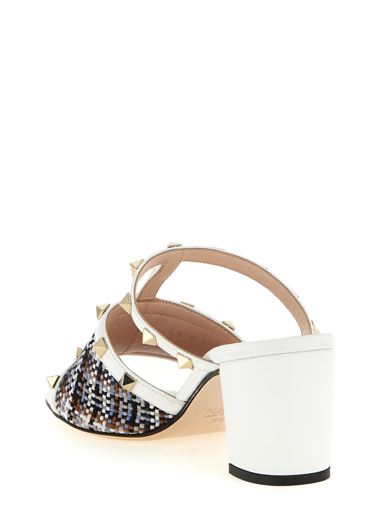 Valentino Garavani Rockstud Slides White Polyester Sandal