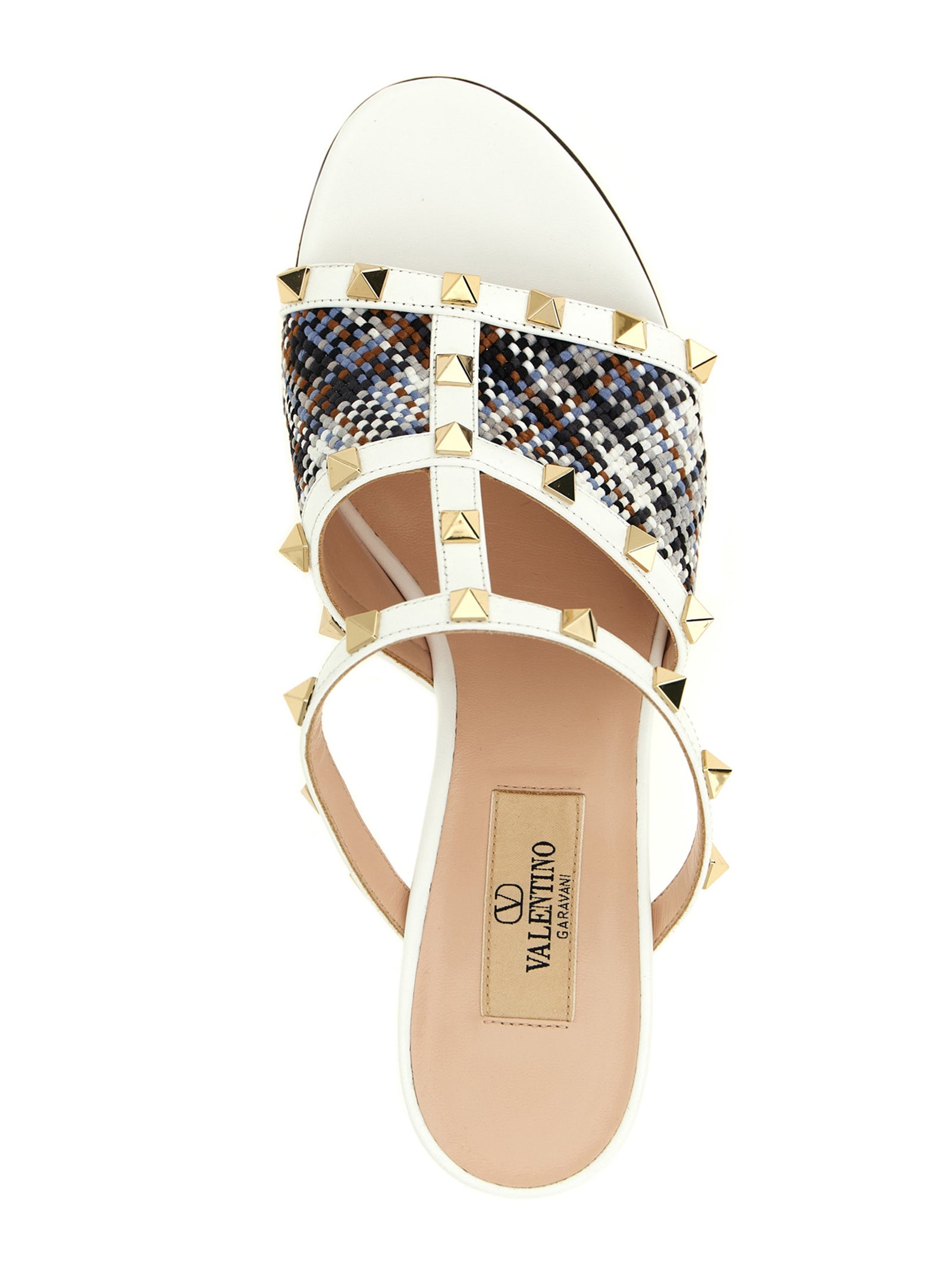 Valentino Garavani Rockstud Slides White Polyester Sandal
