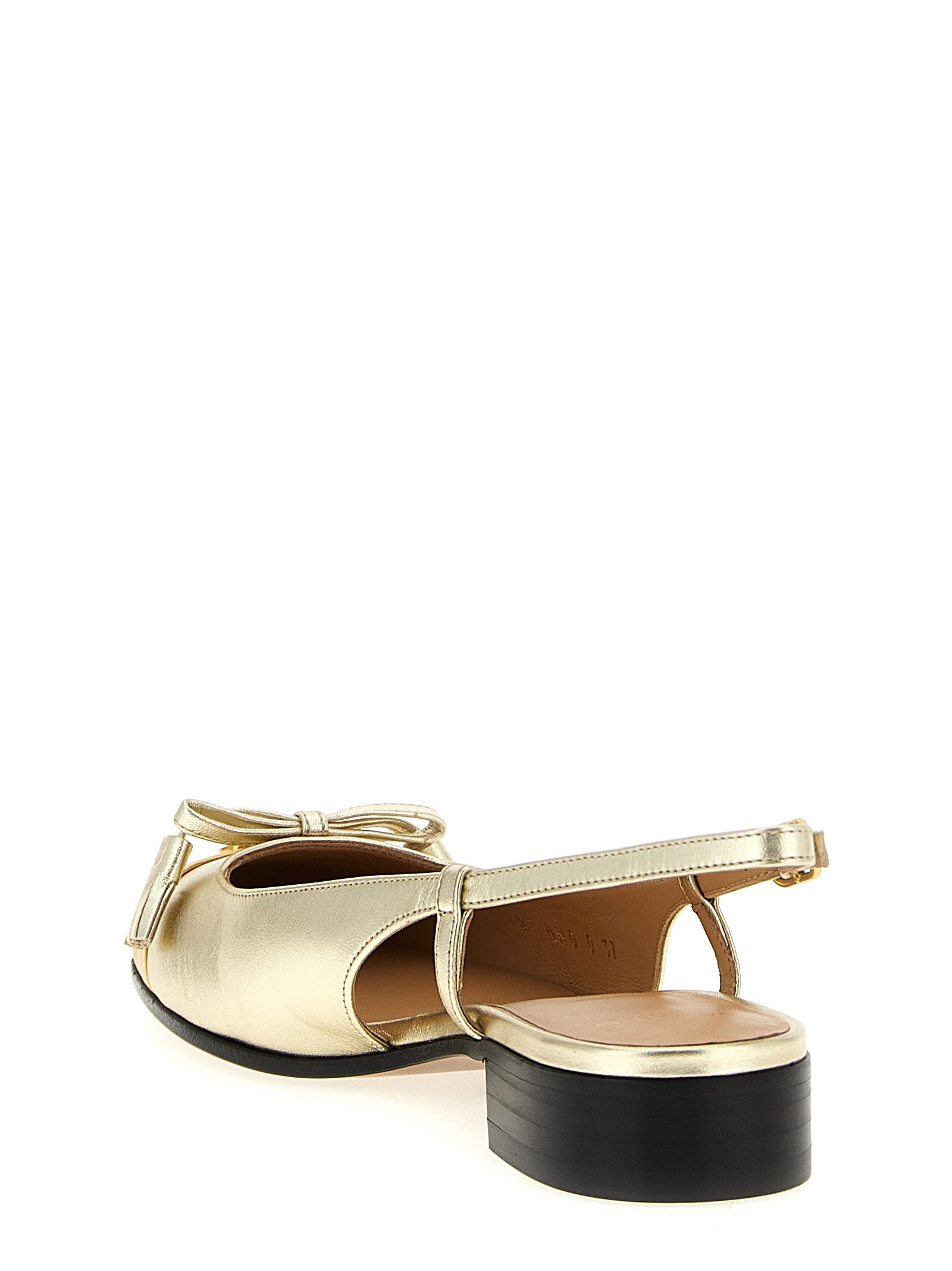 Valentino Garavani Valet Du Roi slingback Gold Leather Flat Shoes