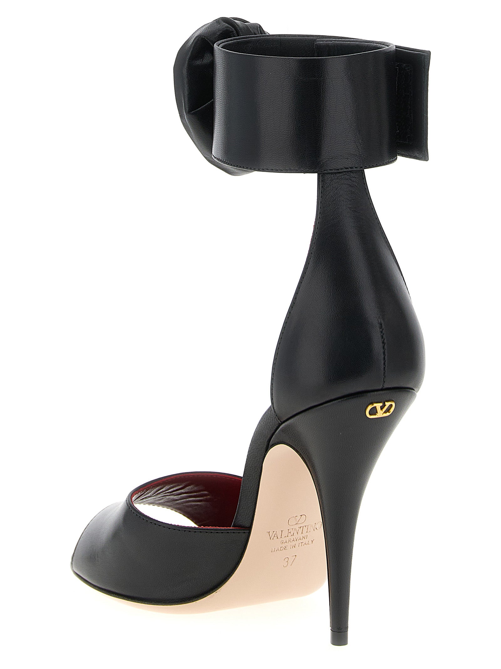 Valentino Garavani Drip Rose sandals Black Calf Leather Goat