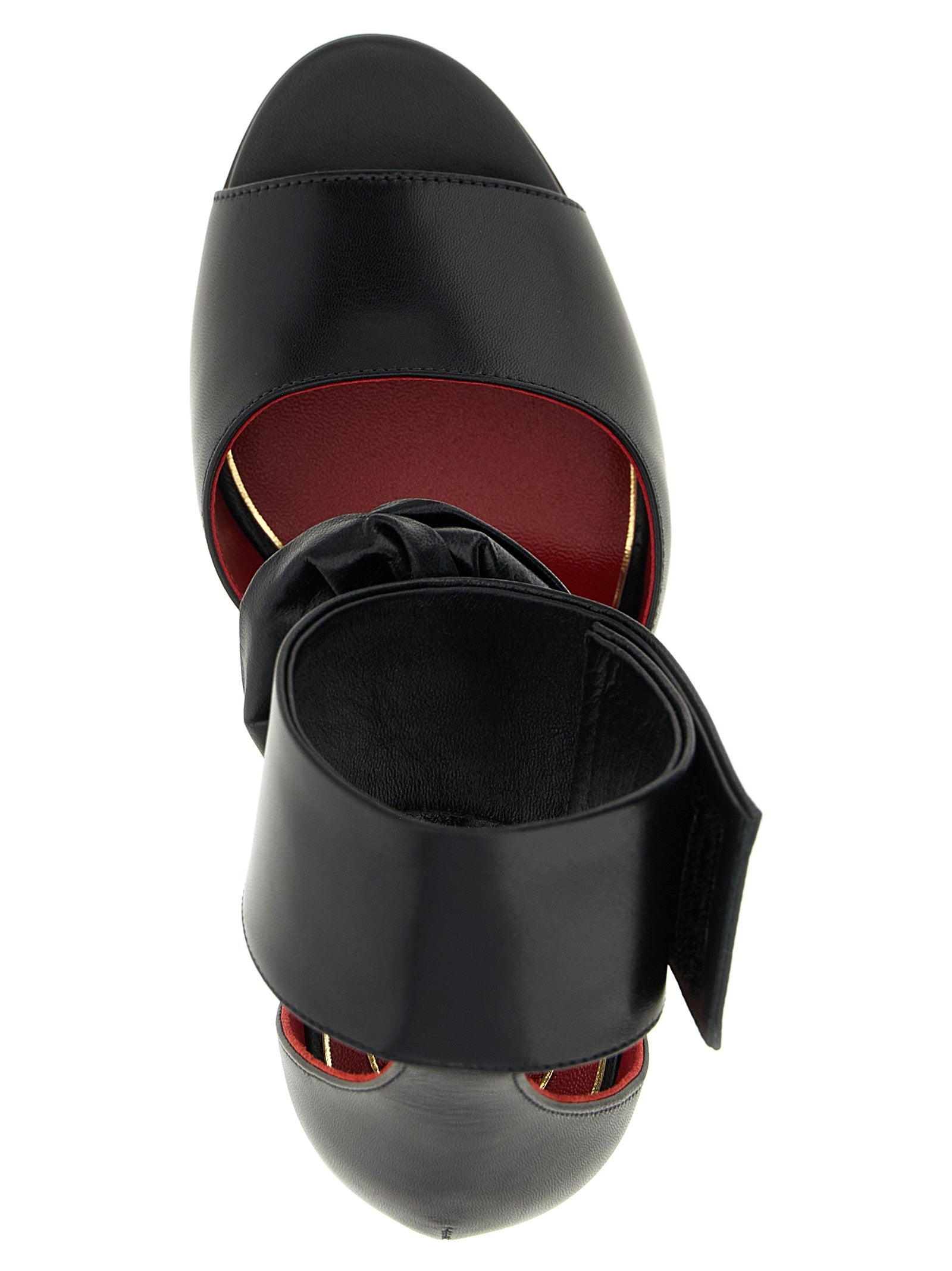 Valentino Garavani Drip Rose sandals Black Calf Leather Goat