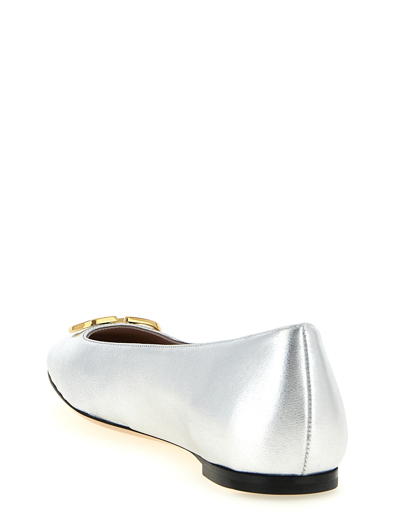 Valenitno Garavani Vlogo Signature Ballet Flats Silver Lamb Leather (ovis Aries) Flat Shoes