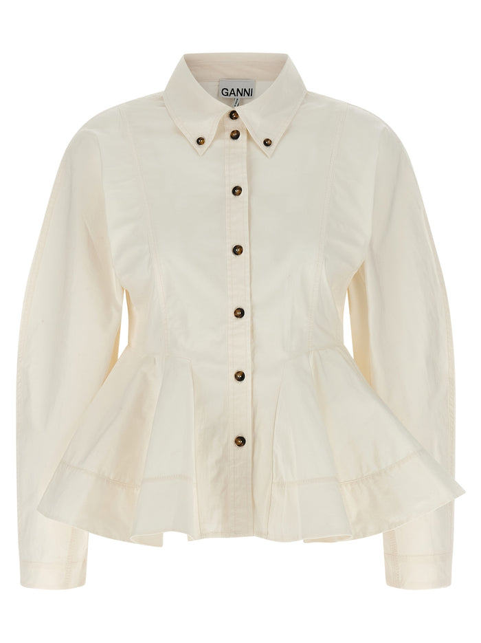 Peplum shirt White Cotton Shirt, Blouse