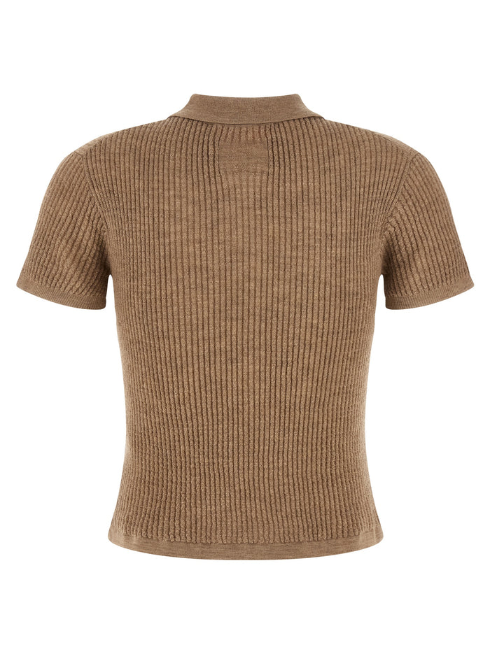 Shrunken polo shirt Beige Cashmere