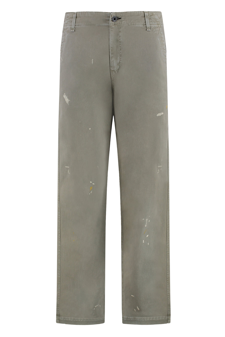 Straight-Leg Trousers Green Cotton Straight