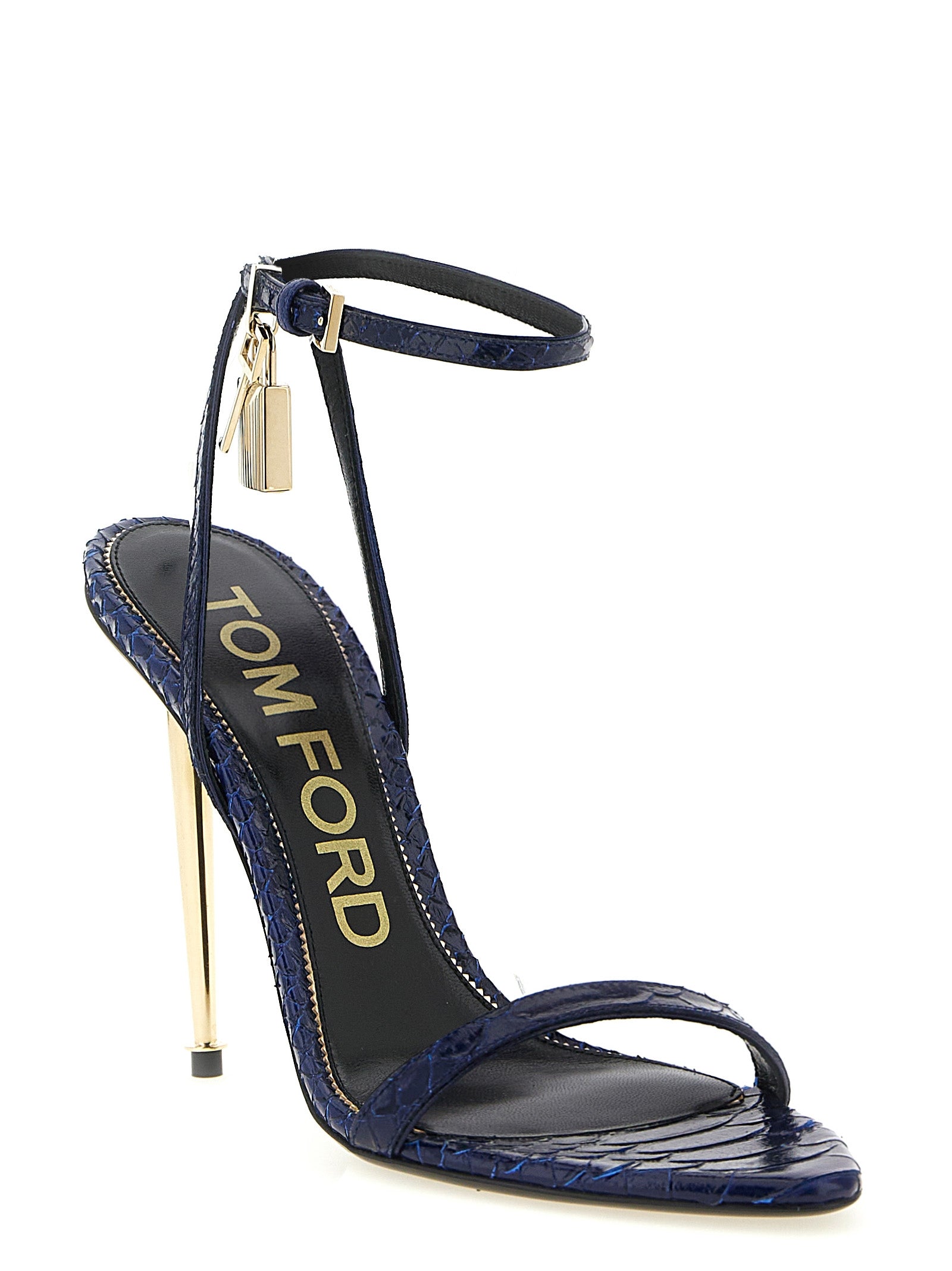 Padlock sandals Blue Calfskin Leather Brass