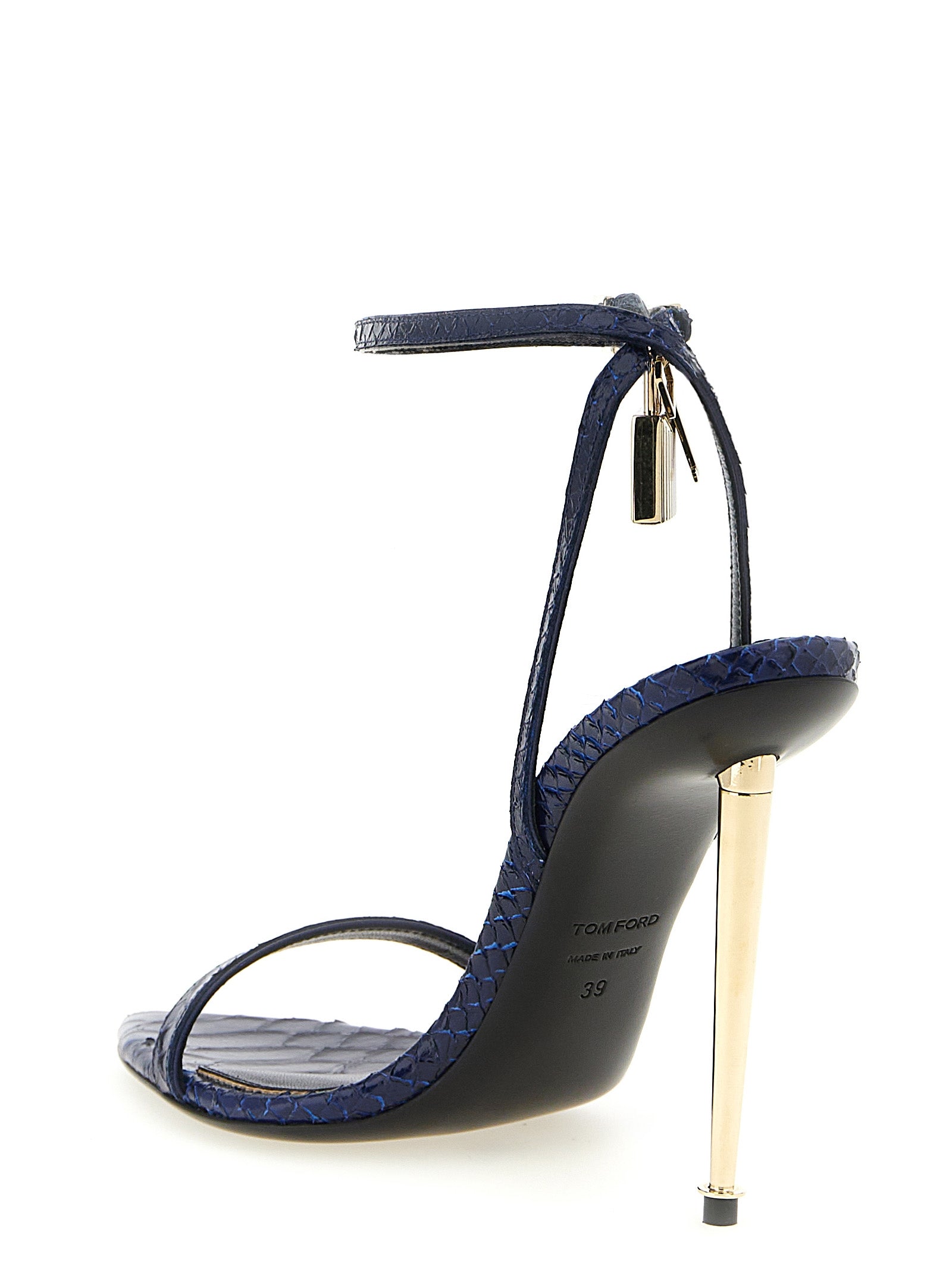 Padlock sandals Blue Calfskin Leather Brass