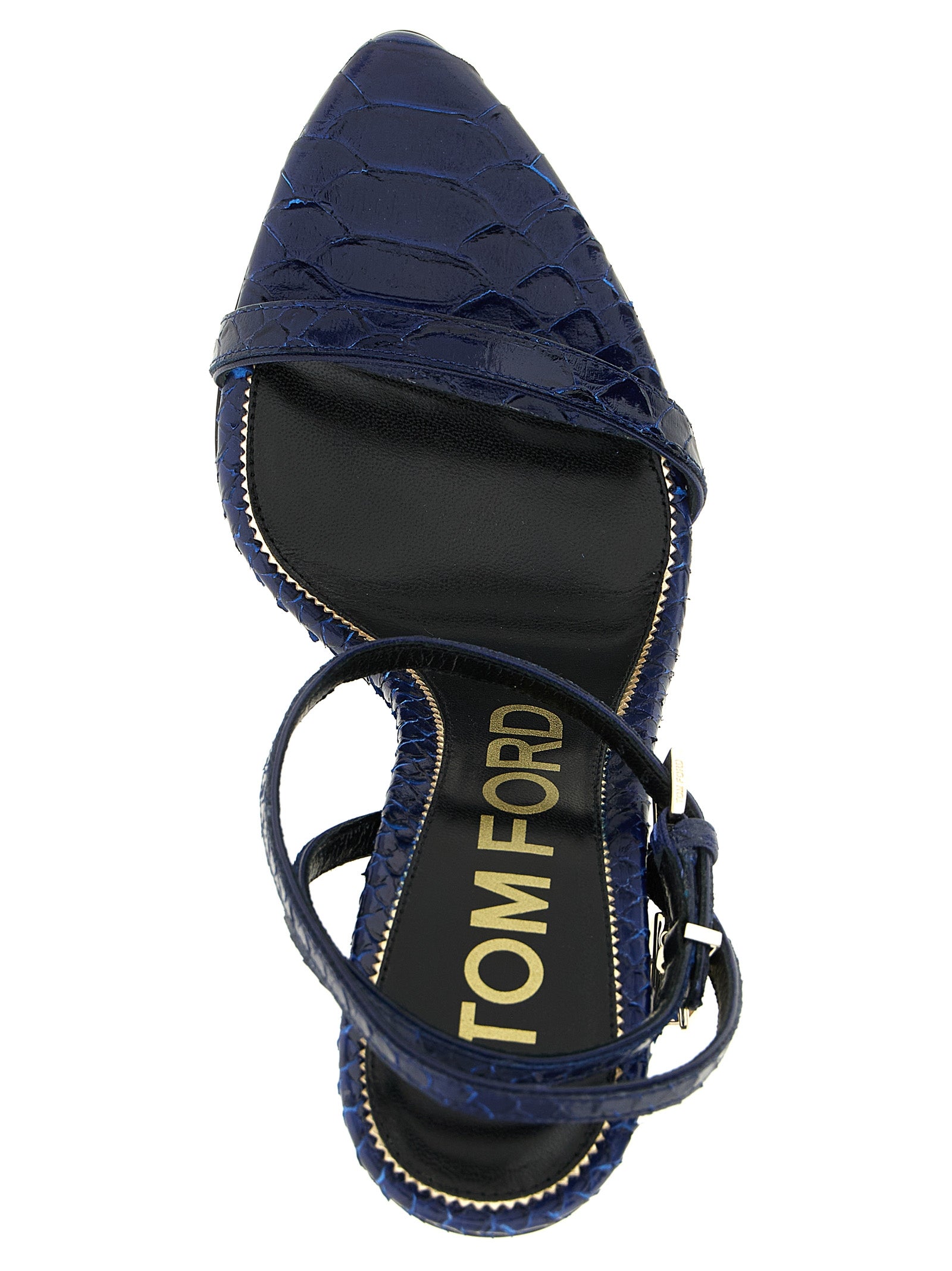 Padlock sandals Blue Calfskin Leather Brass