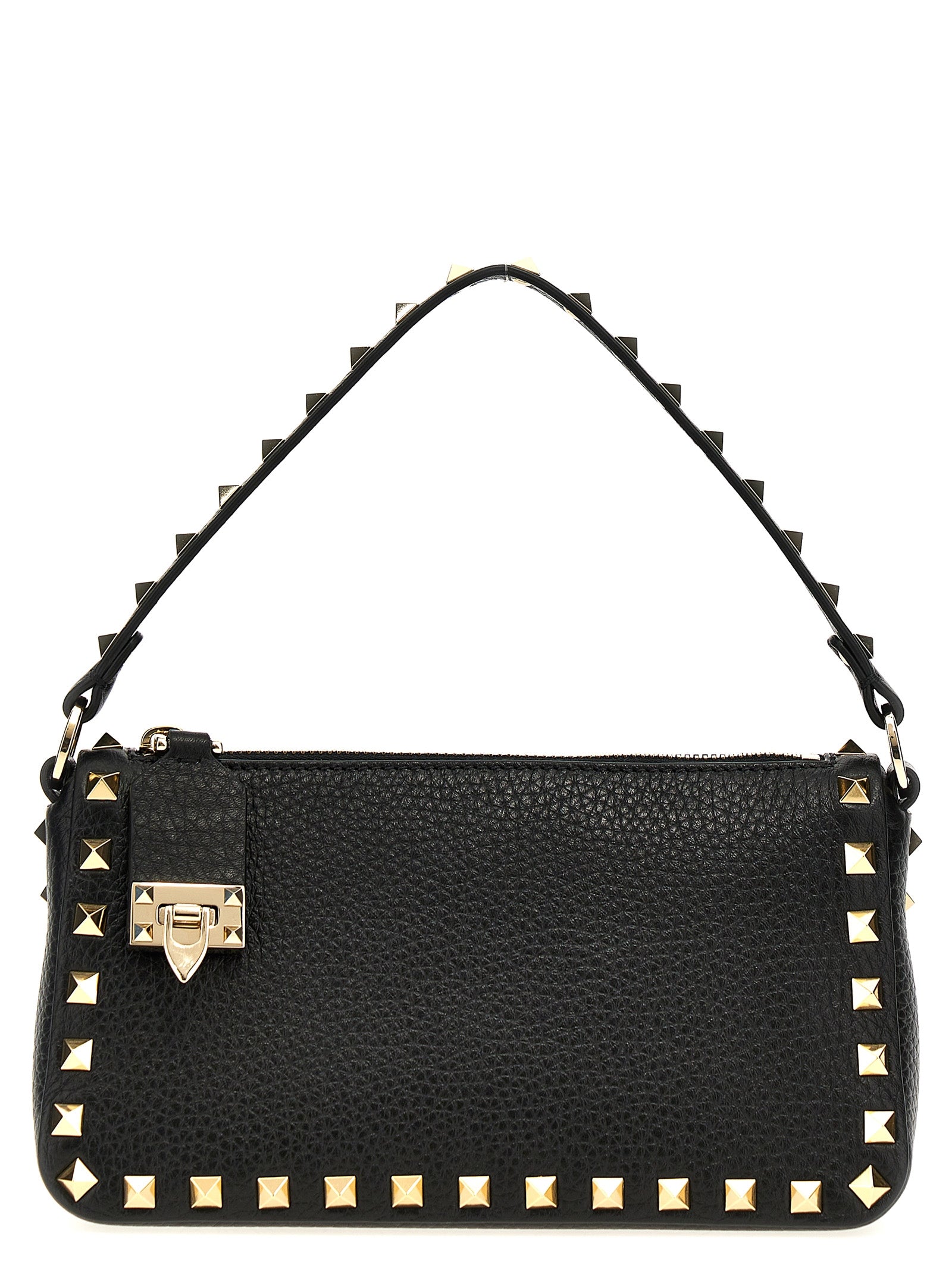 Valentino Garavani Rockstud Small Shoulder Bag Black Calfskin Leather (bos Taurus)