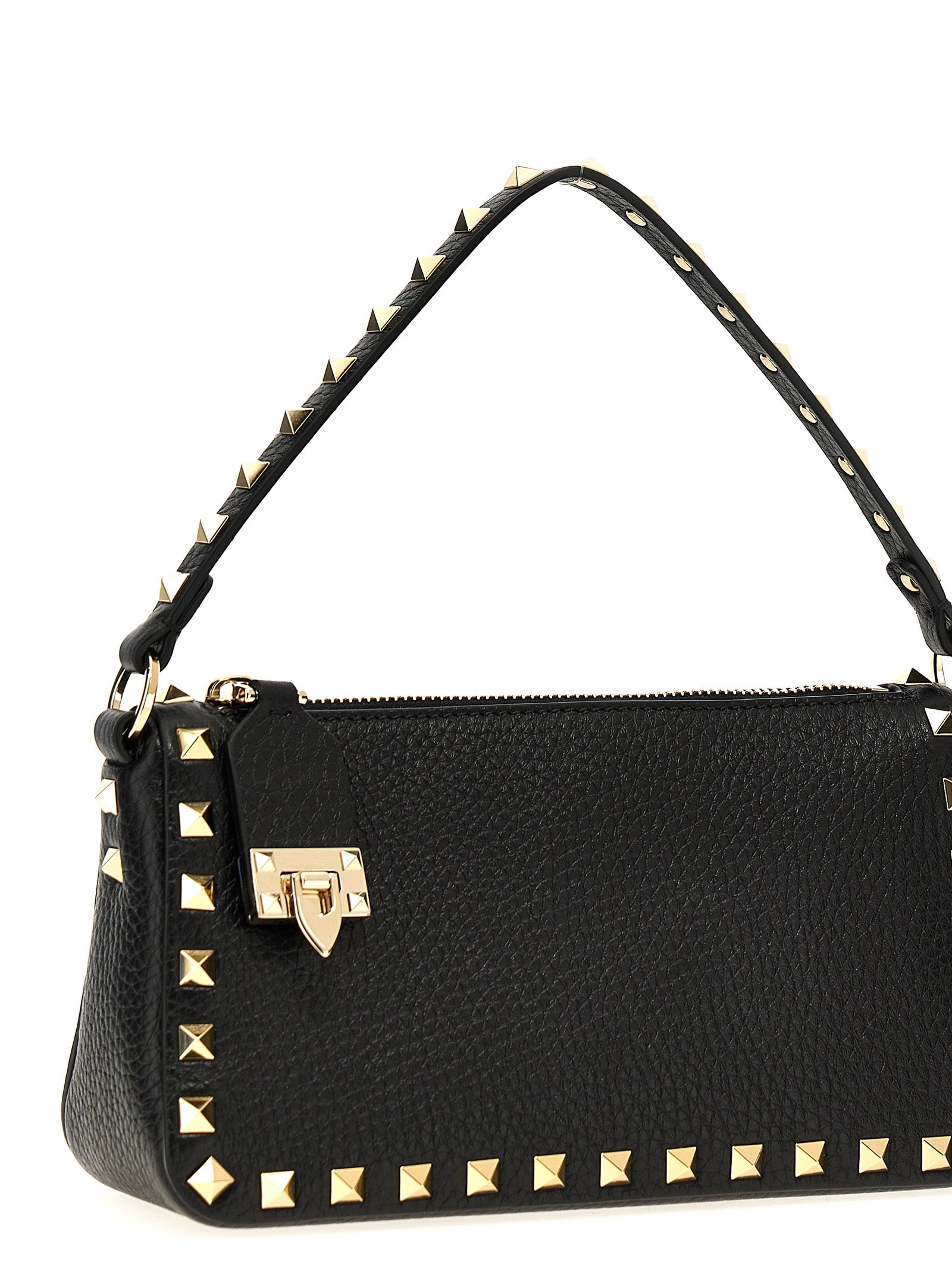 Valentino Garavani Rockstud Small Shoulder Bag Black Calfskin Leather (bos Taurus)