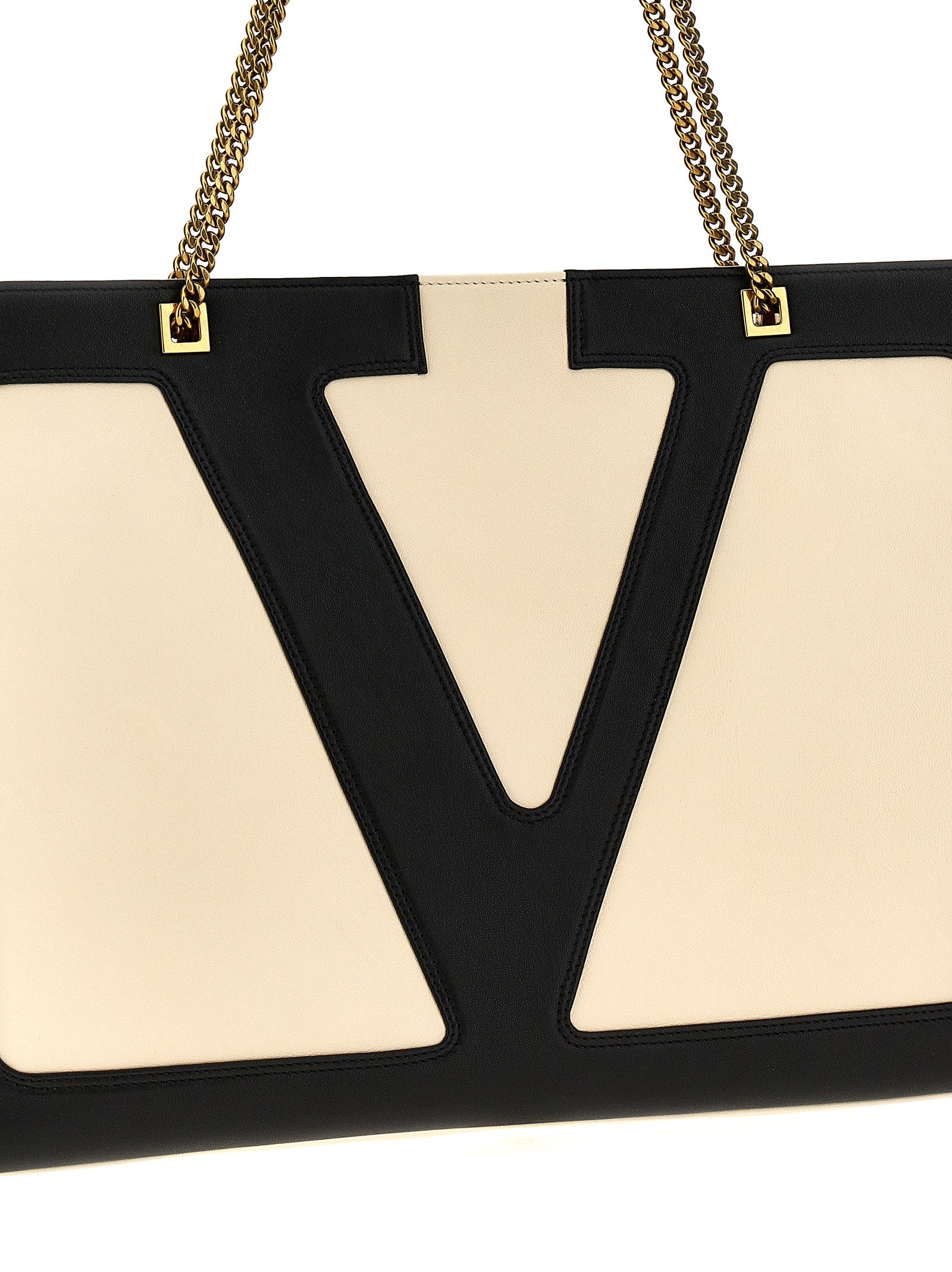 Shopping Valentino Garavani Viva Superstargrande White/black Lamb Leather (ovis Aries) Tote Bag