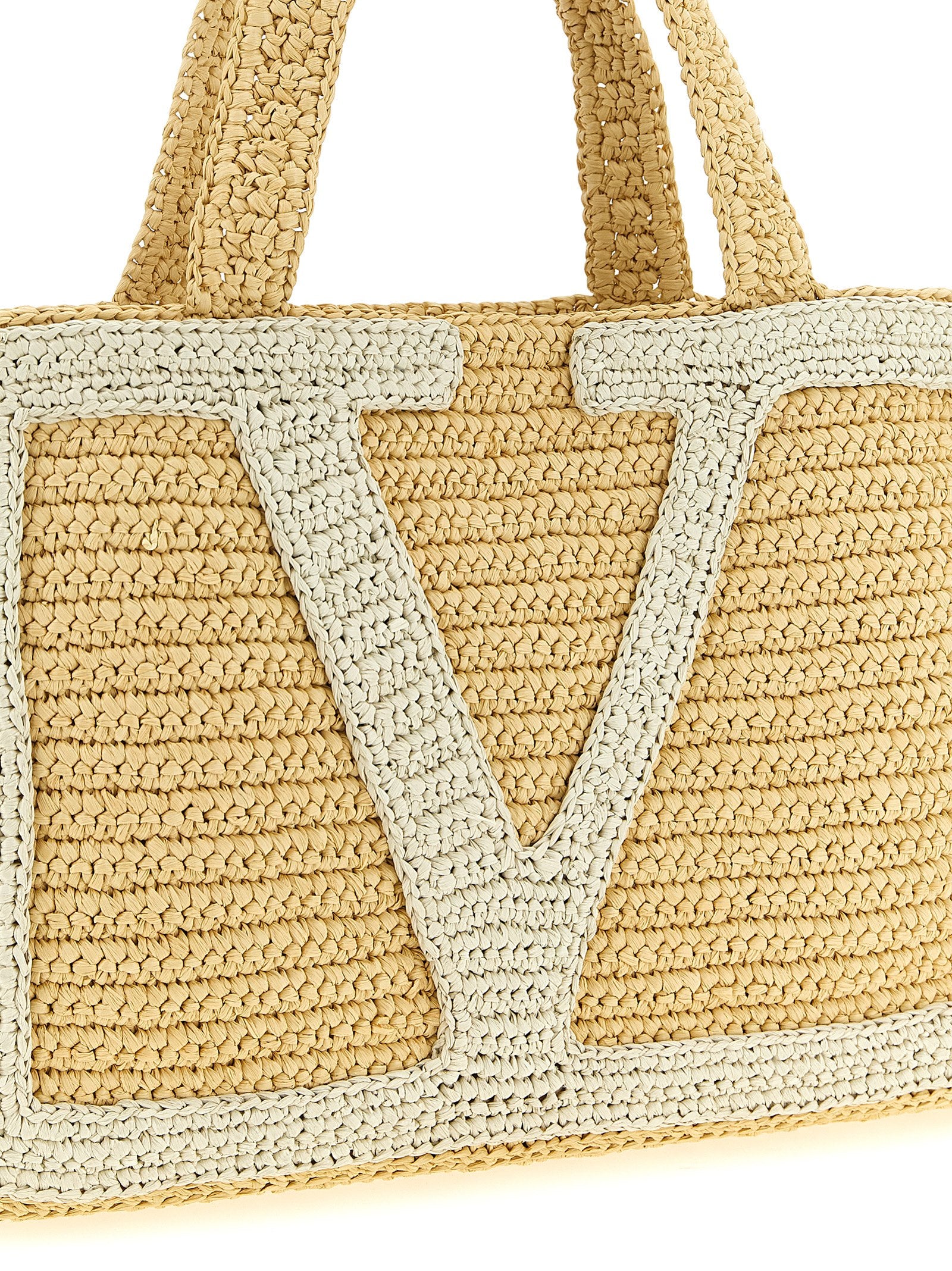 Valentino Garavani VivaSuperstar big shopping bag Beige Viscose Tote