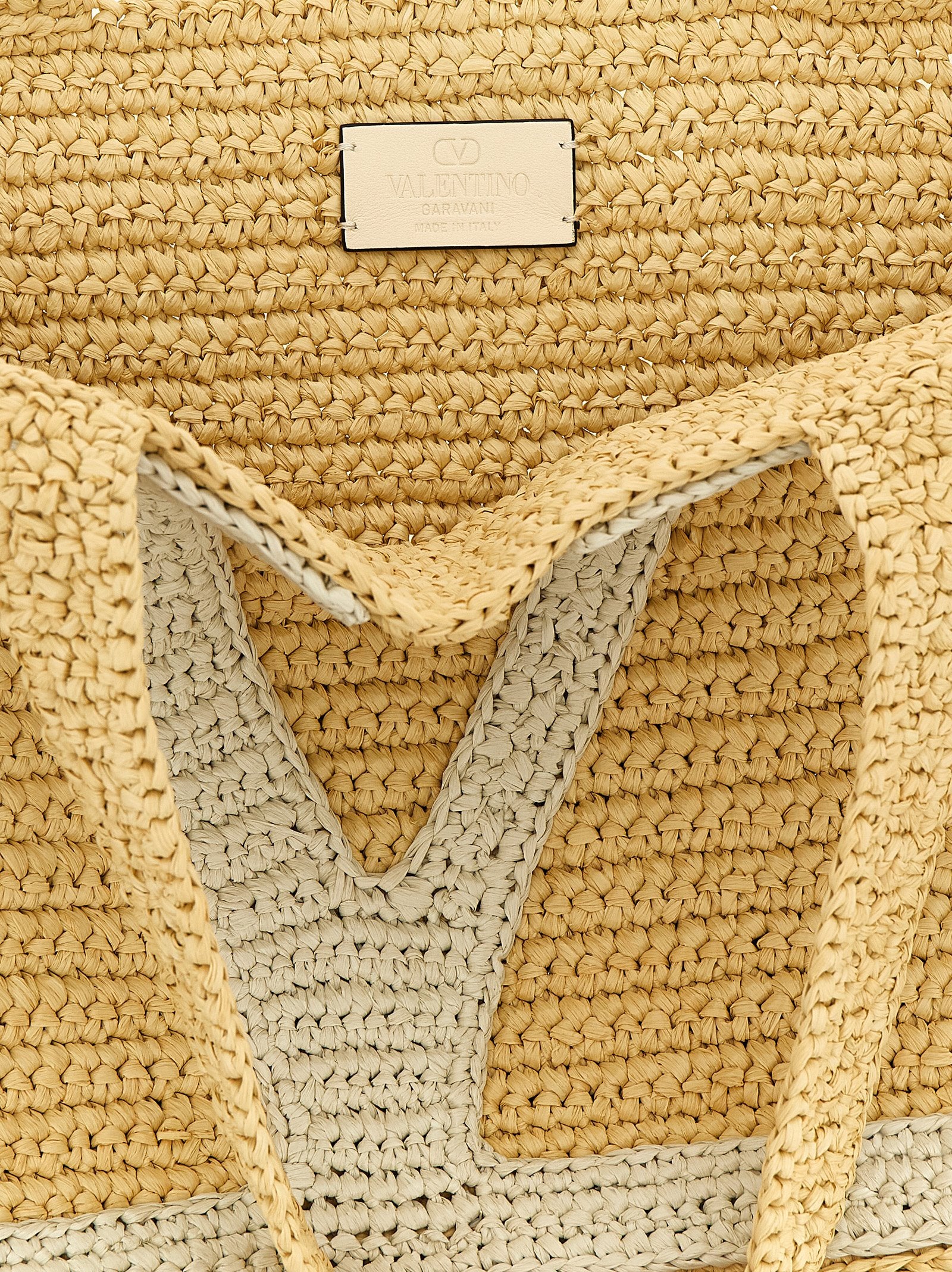 Valentino Garavani VivaSuperstar big shopping bag Beige Viscose Tote