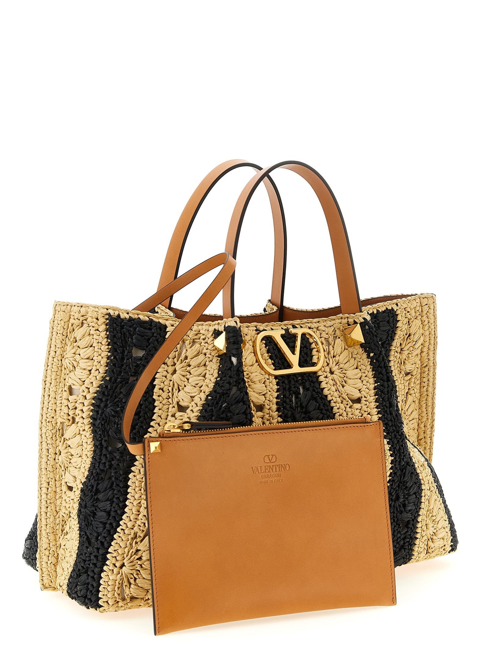 Valentino Garavani VLogo Signature handbag Beige Viscose Hand Bags