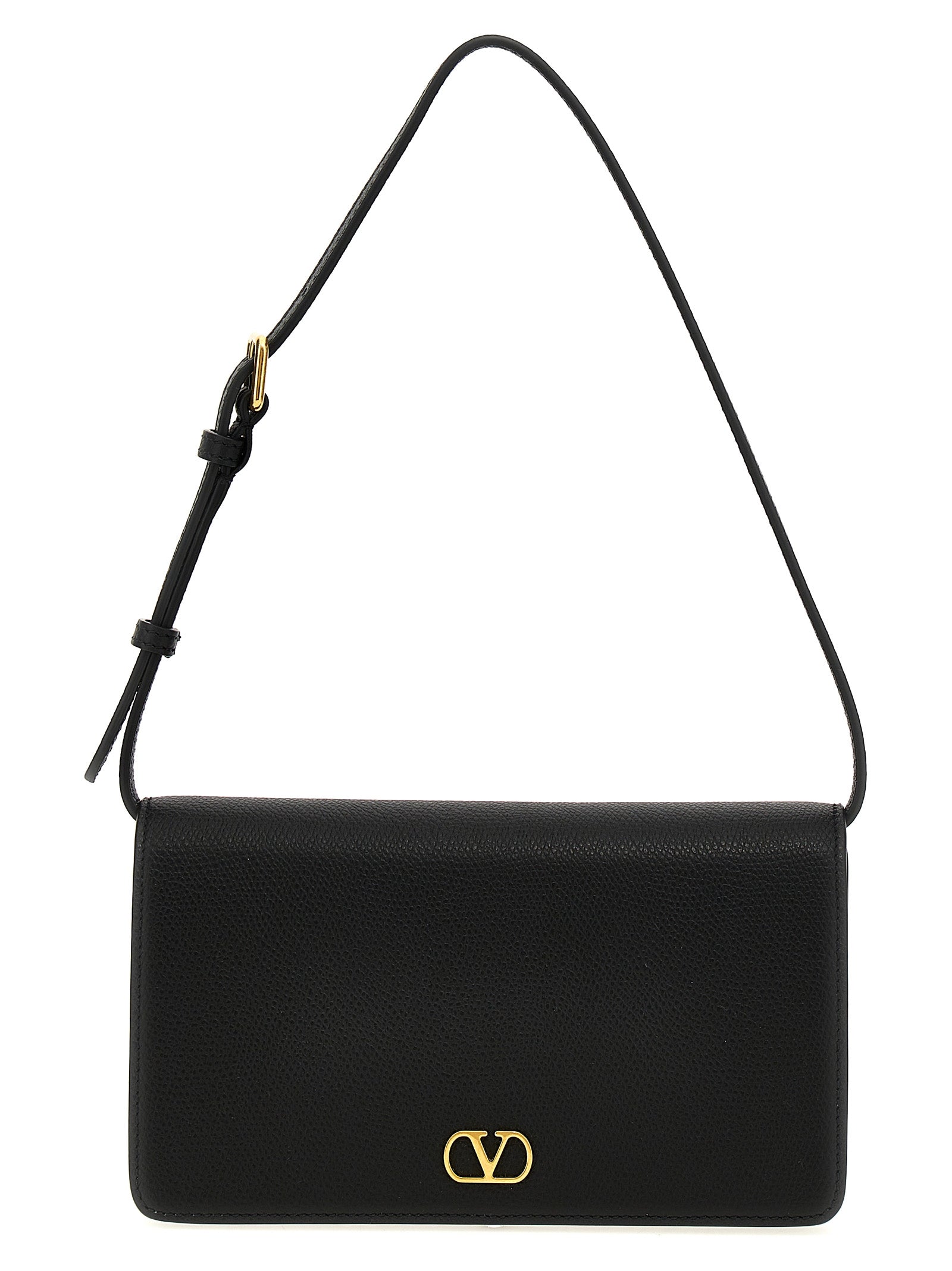Valentino Garavani VLogo Signature Shoulder Bag Black Calfskin Leather (bos Taurus)
