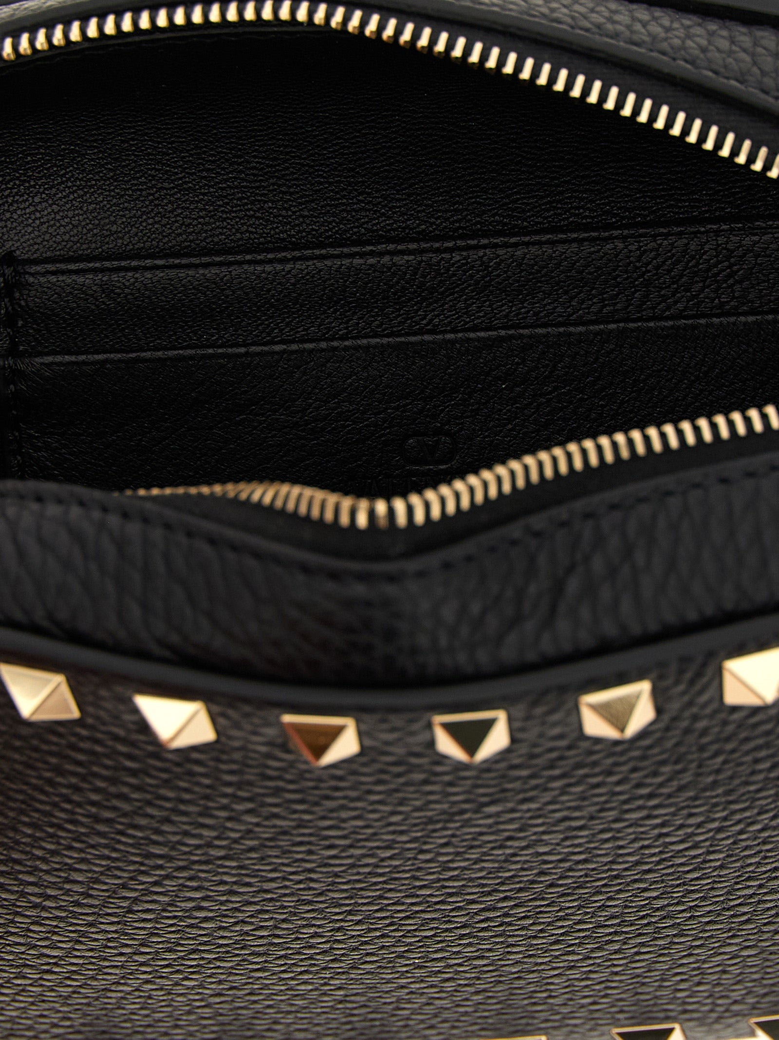 Valentino Garavani Rockstud Mini Crossbody Bag Black Calfskin Leather (bos Taurus)