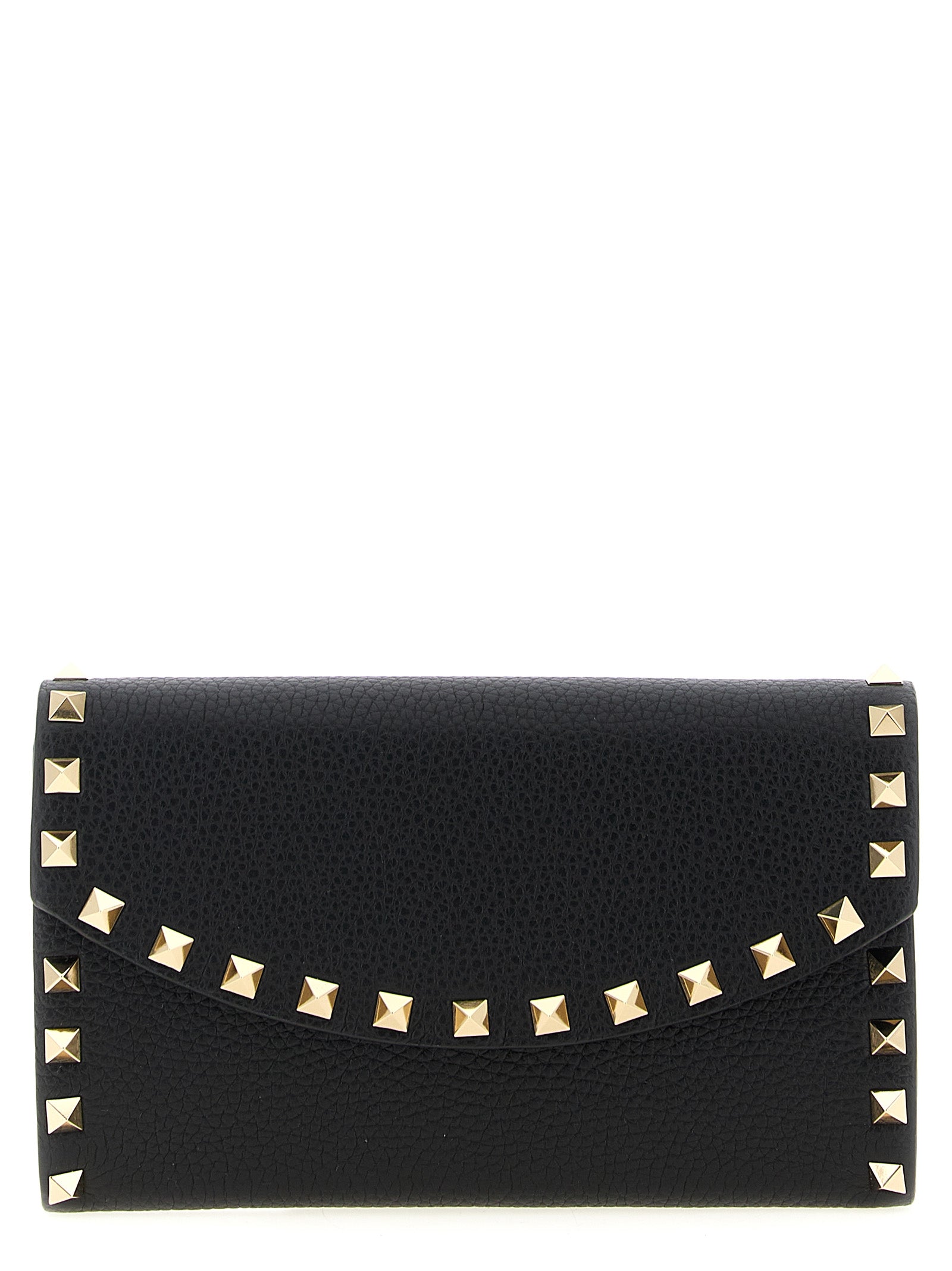 Valentino Garavani Rockstud wallet on chain Black Calfskin Leather (bos Taurus) Wallets, Card Holders