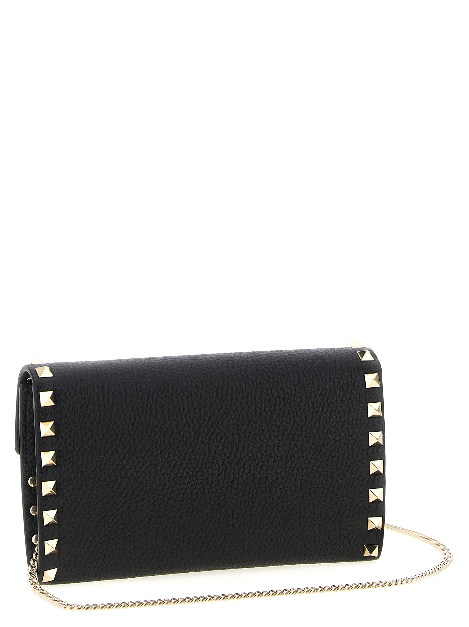 Valentino Garavani Rockstud wallet on chain Black Calfskin Leather (bos Taurus) Wallets, Card Holders