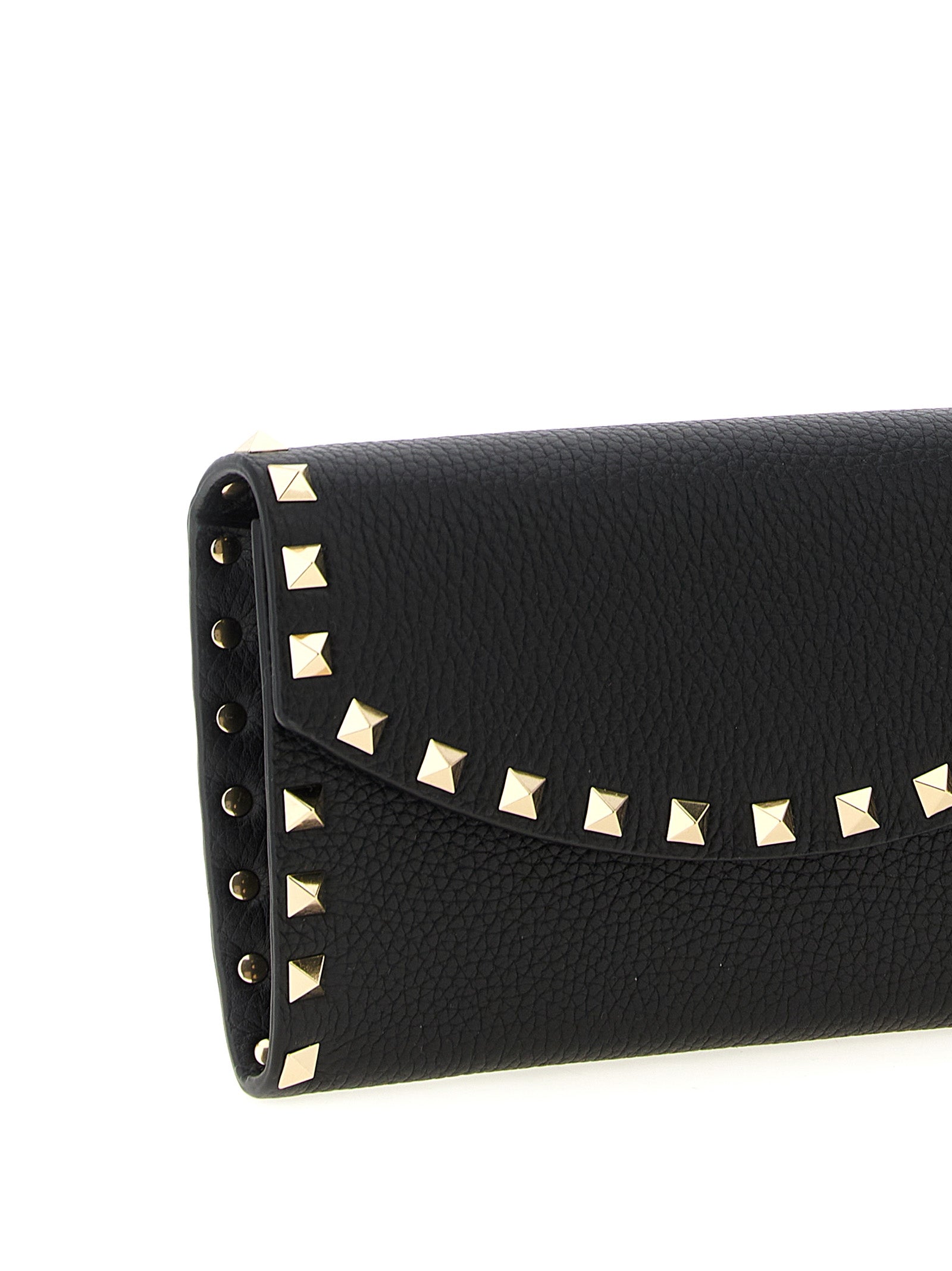 Valentino Garavani Rockstud wallet on chain Black Calfskin Leather (bos Taurus) Wallets, Card Holders