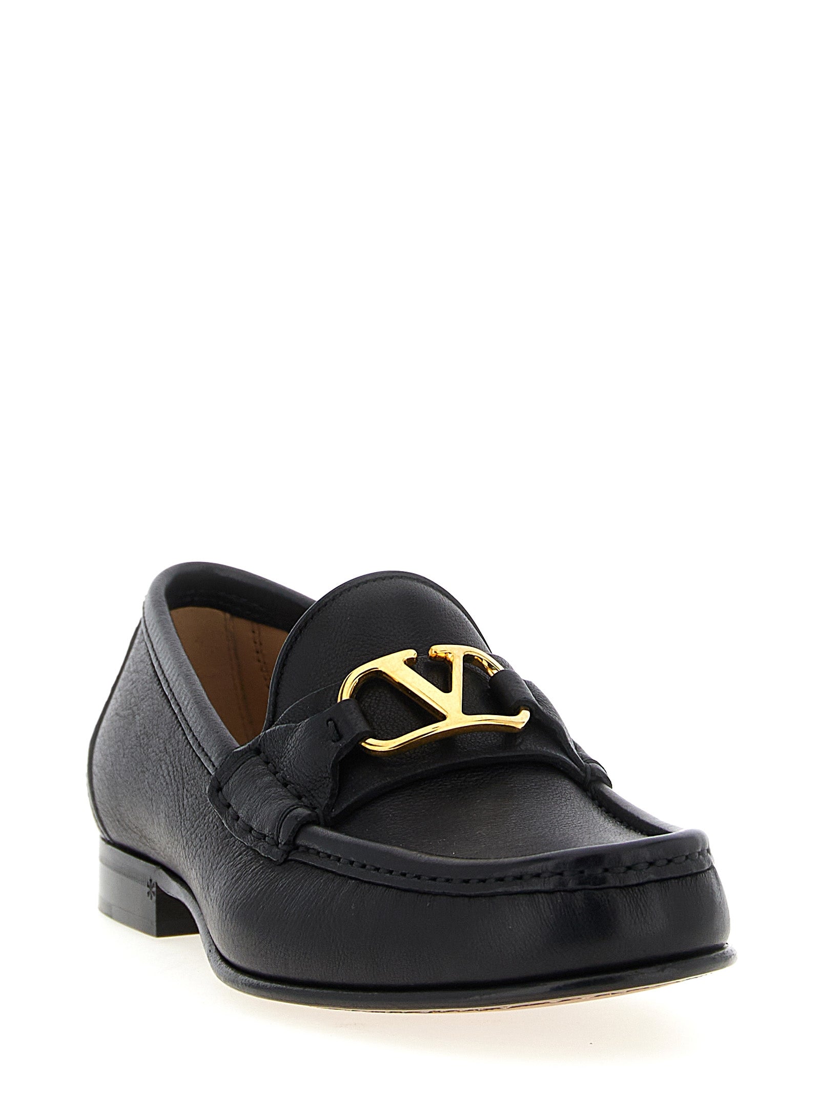 Valentino Garavani VLogo Signature Loafers Black Buffalo Leather