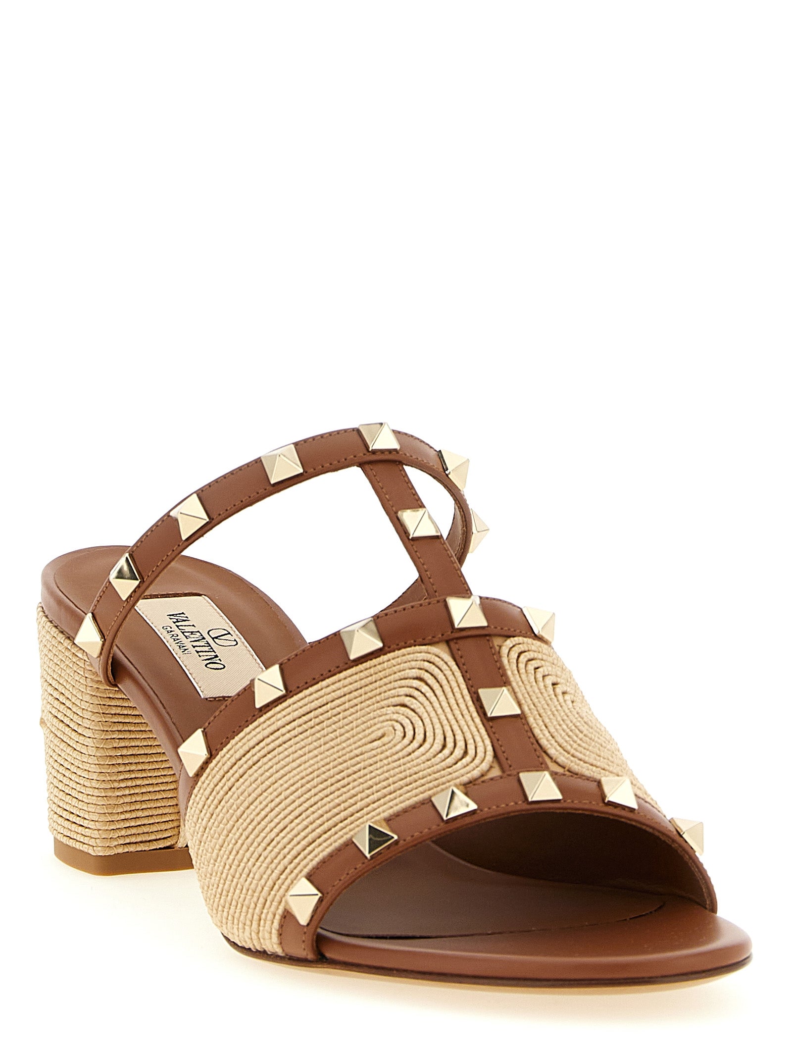 Valentino Garavani Rockstud slides Brown Calfskin Leather (bos Taurus) Sandal